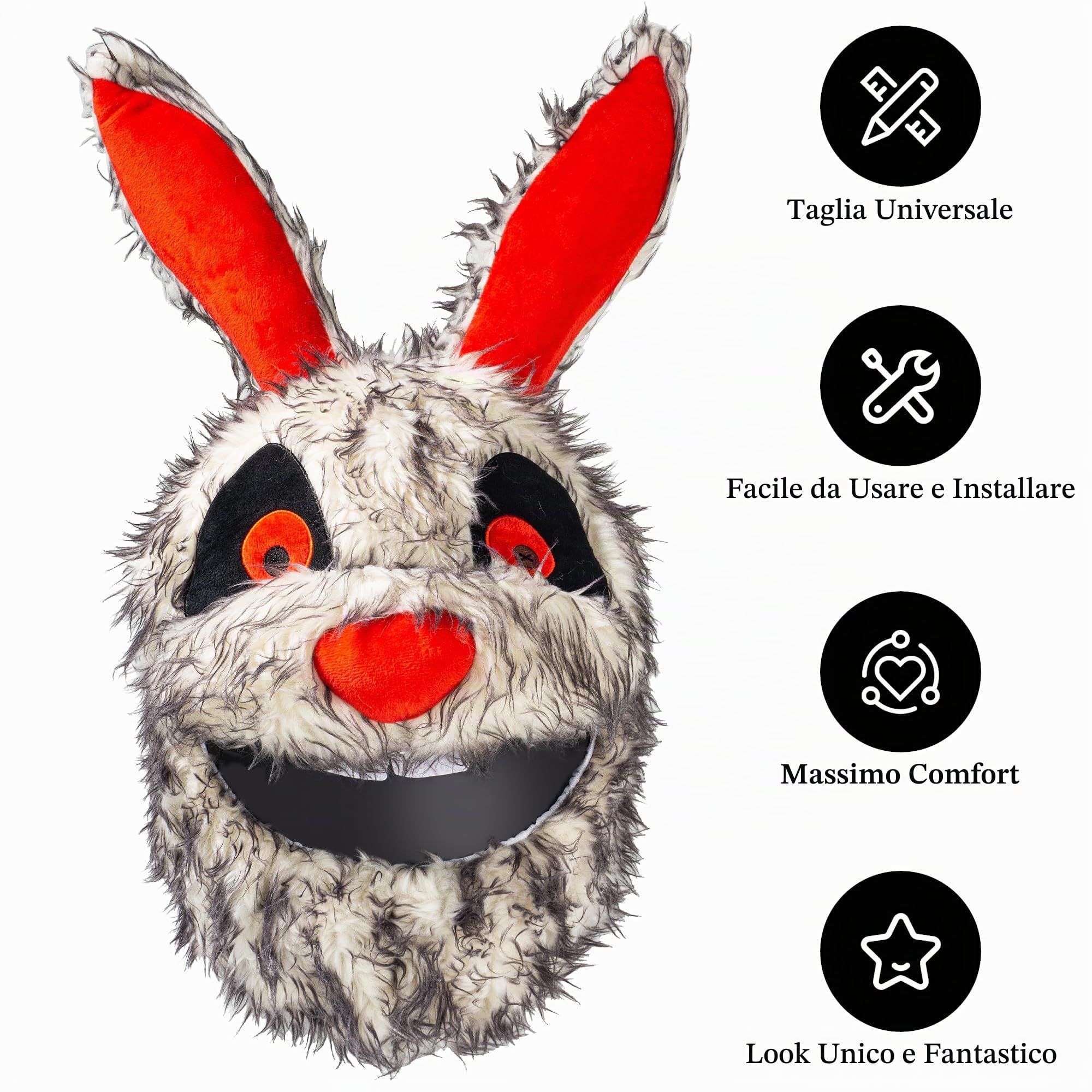 Copri casco da moto, decorazione divertente per casco, giri divertenti e regali (animali di peluche, coniglio pazzo)