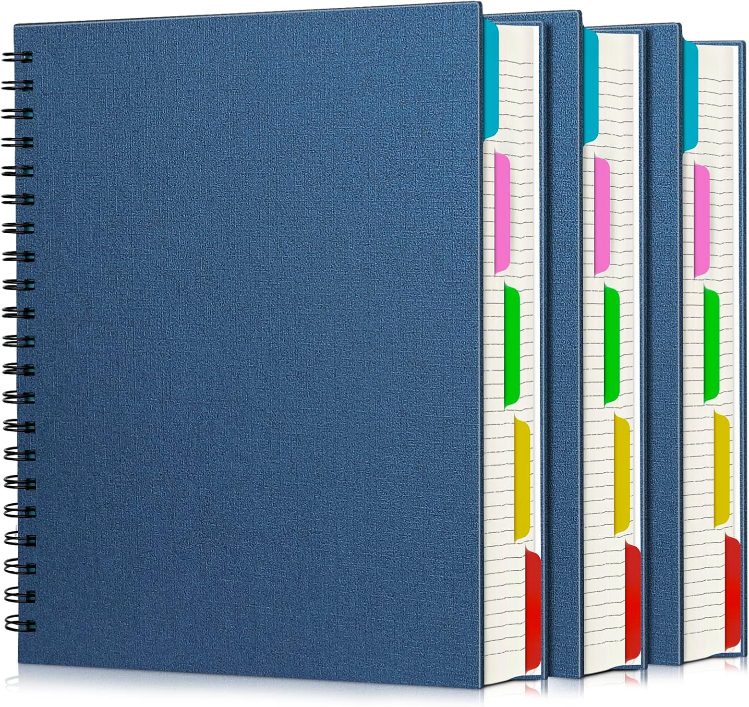 EUSOAR 5 Subject Notebook College Ruled, 3pcs A4 11" x8-1/2 Spiral Writing Pad, Thick Hardcover, 100GSM 120Sheets/ 240Pages of Lined Paper, for School, Home Supplies, Office and Business, Royal Blue