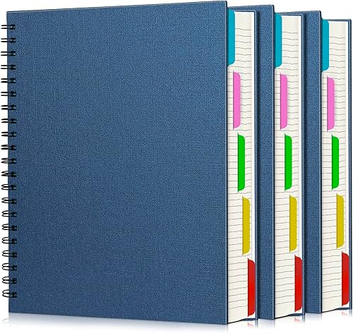 EUSOAR Cuaderno de 5 materias con rayas universitarias, 3 blocs de escritura en espiral A4 de 11 pulgadas x 8-12, tapa dura gruesa, 100GSM, 120