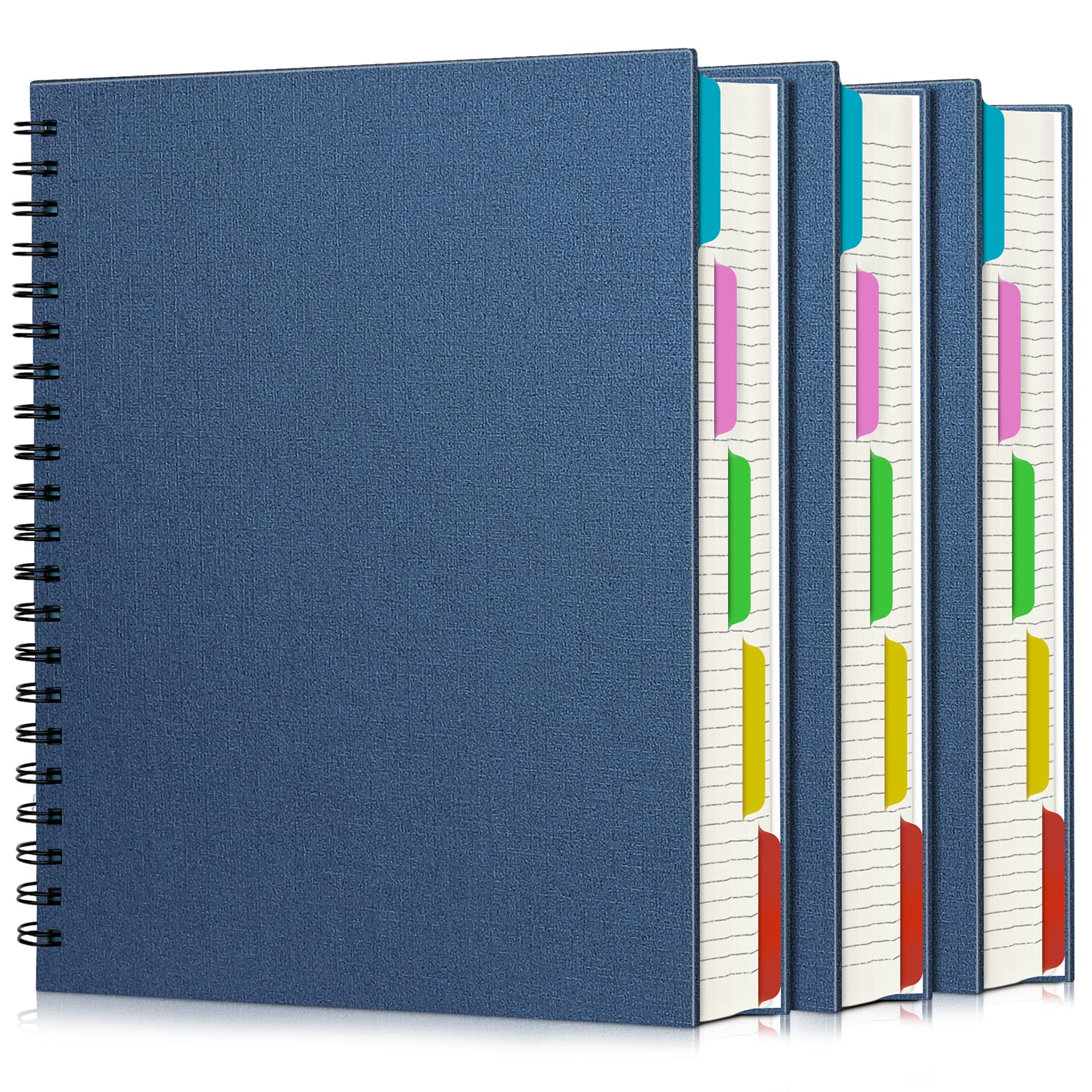 EUSOAR Lot de 3 cahiers à 5 sujets lignés A4 27,9 x 21,6 cm, couverture rigide épaisse, 100 g/m², 120 feuilles/240 pages de papier ligné, pour l'école, la maison, le bureau et les affaires, bleu roi