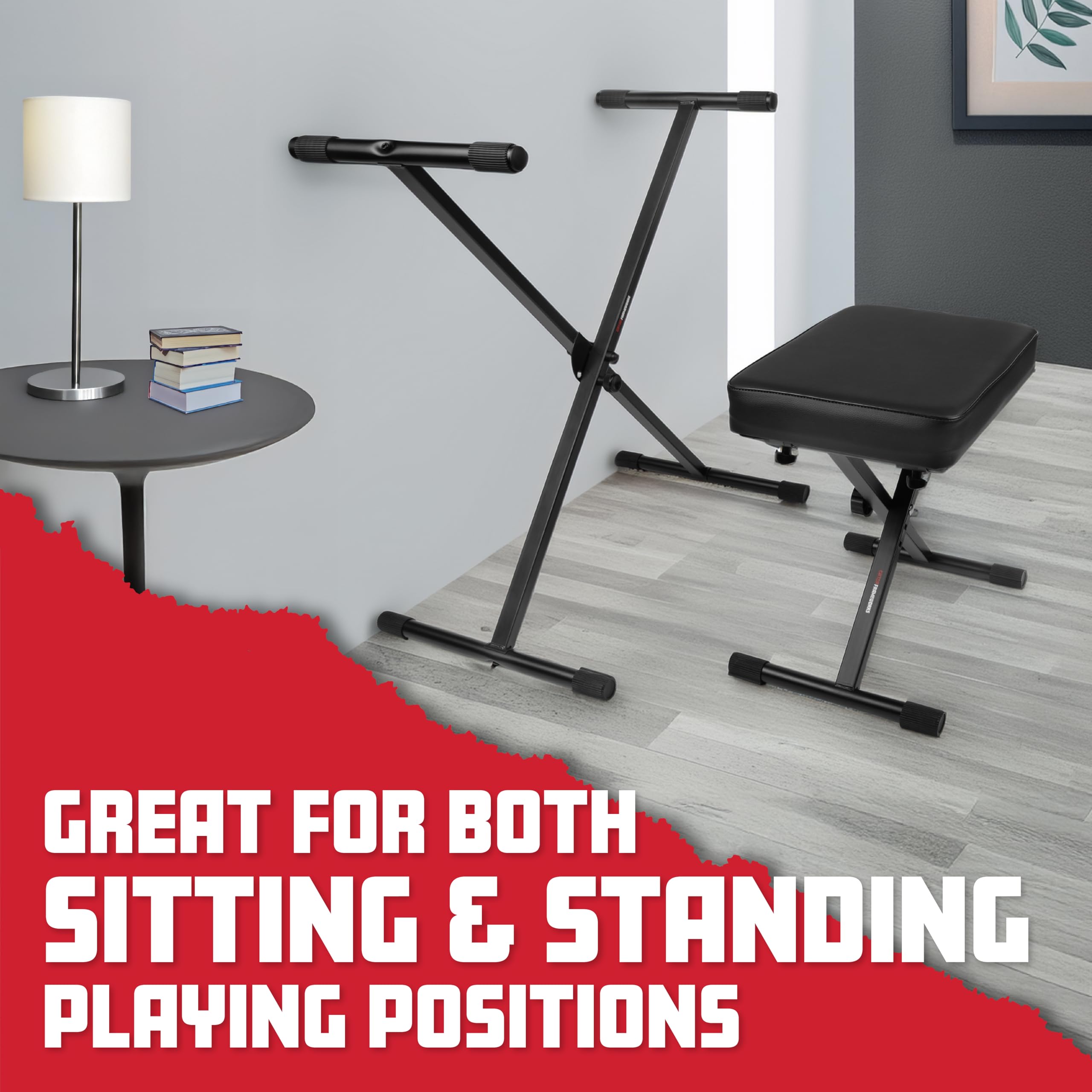 Gator Frameworks Kompakte und klappbare Keyboard-Bank und X-Stand Set; (GFW-KEYBENCH-Set)