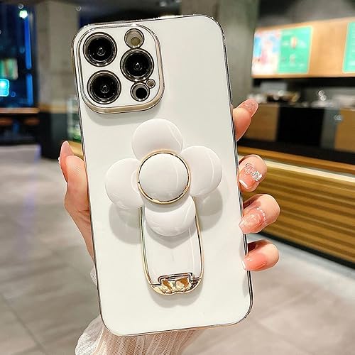 Miniatura 10 de aowner Funda para iPhone 11 Pro Max, cubierta de lujo con soporte oculto, lindo molino de viento giratorio con diseño de flores para mujeres y niñas