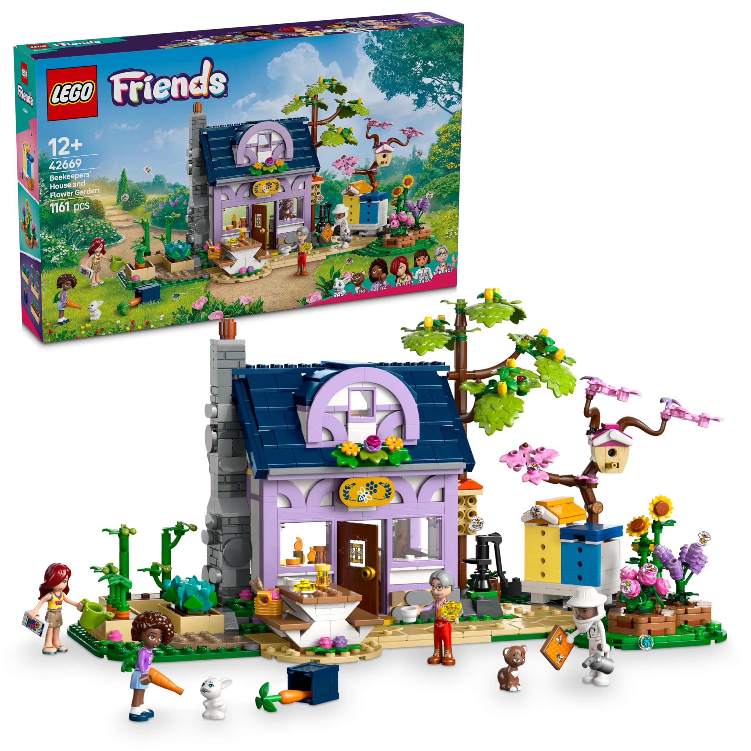 LEGO Friends Casa degli Apicoltori e Giardino Fiorito, Giochi di Ruolo per le Abilità Sociali per Bambine da 12 Anni con Personaggi, Negozio Giocattolo, Orto e Cibo, Idea Regalo di Compleanno 42669