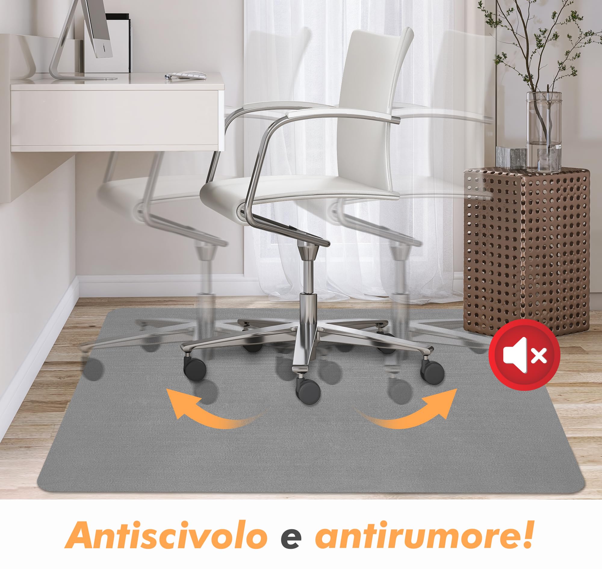 Tappeto Protettivo Per Sedia Da Ufficio 95x120cm Grigio - Salvapavimento Antigraffio - Foto 13
