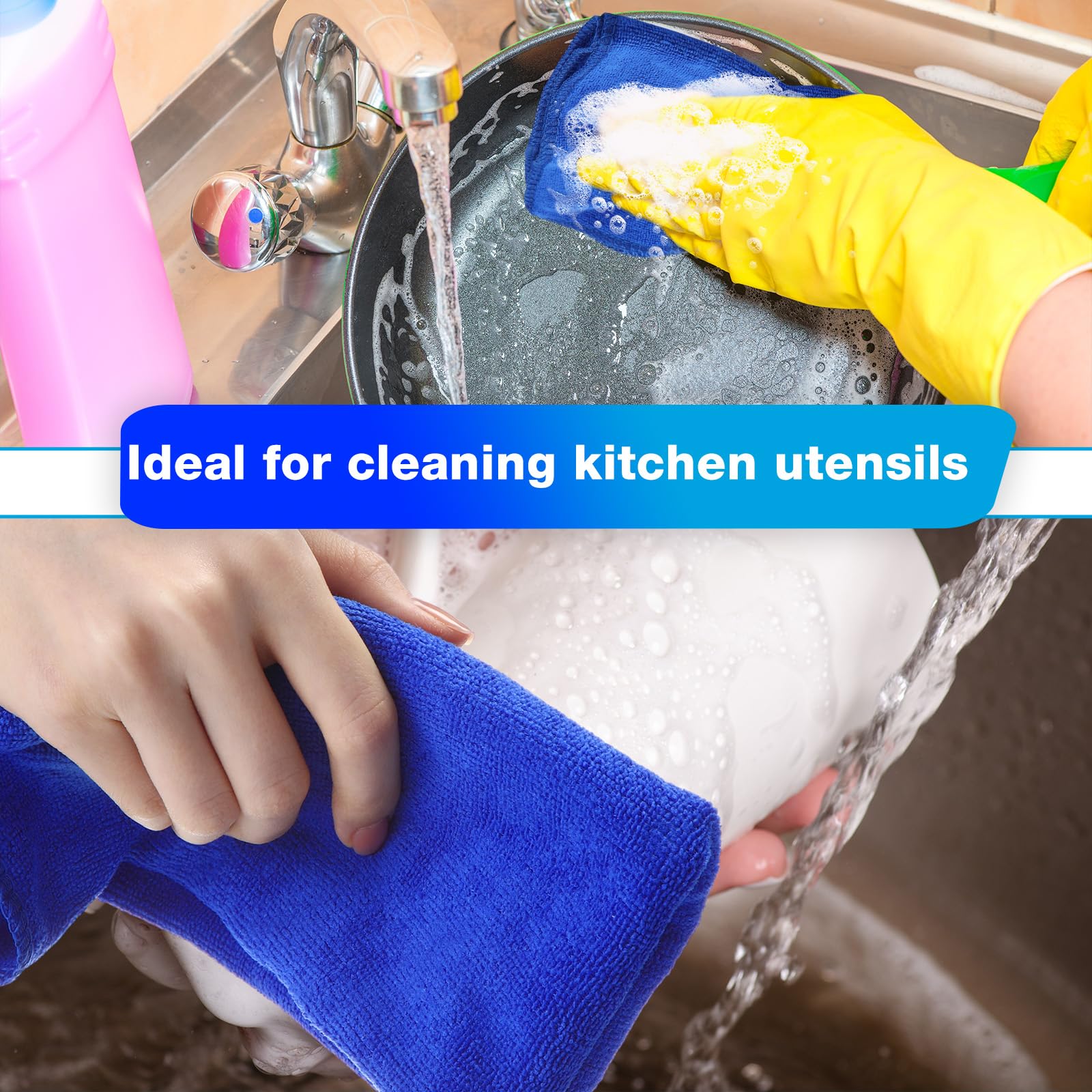 Nuenen Microfiber Cleaning Cloths for Cars 16 x 16 Inch Ultra Absorbent Car Towels Drying Reusable Cleaning Supplies — view 4