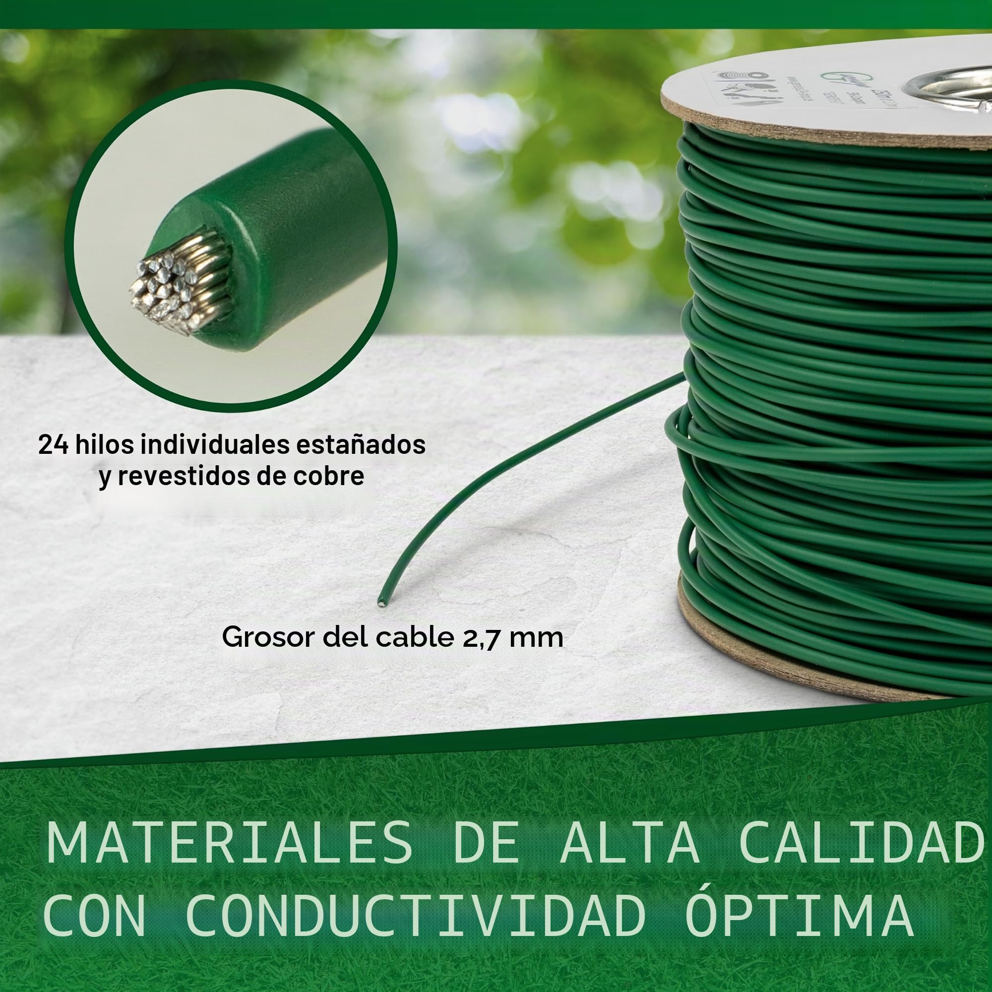 Genisys Cable limitador de Cable para Robot cortacésped Compatible con el Robot cortacésped Gardena Sileno - HQ - Modelo Mejorado 2023 - en el Carrete de Cable - Ø2,7 mm, Longitud:250m