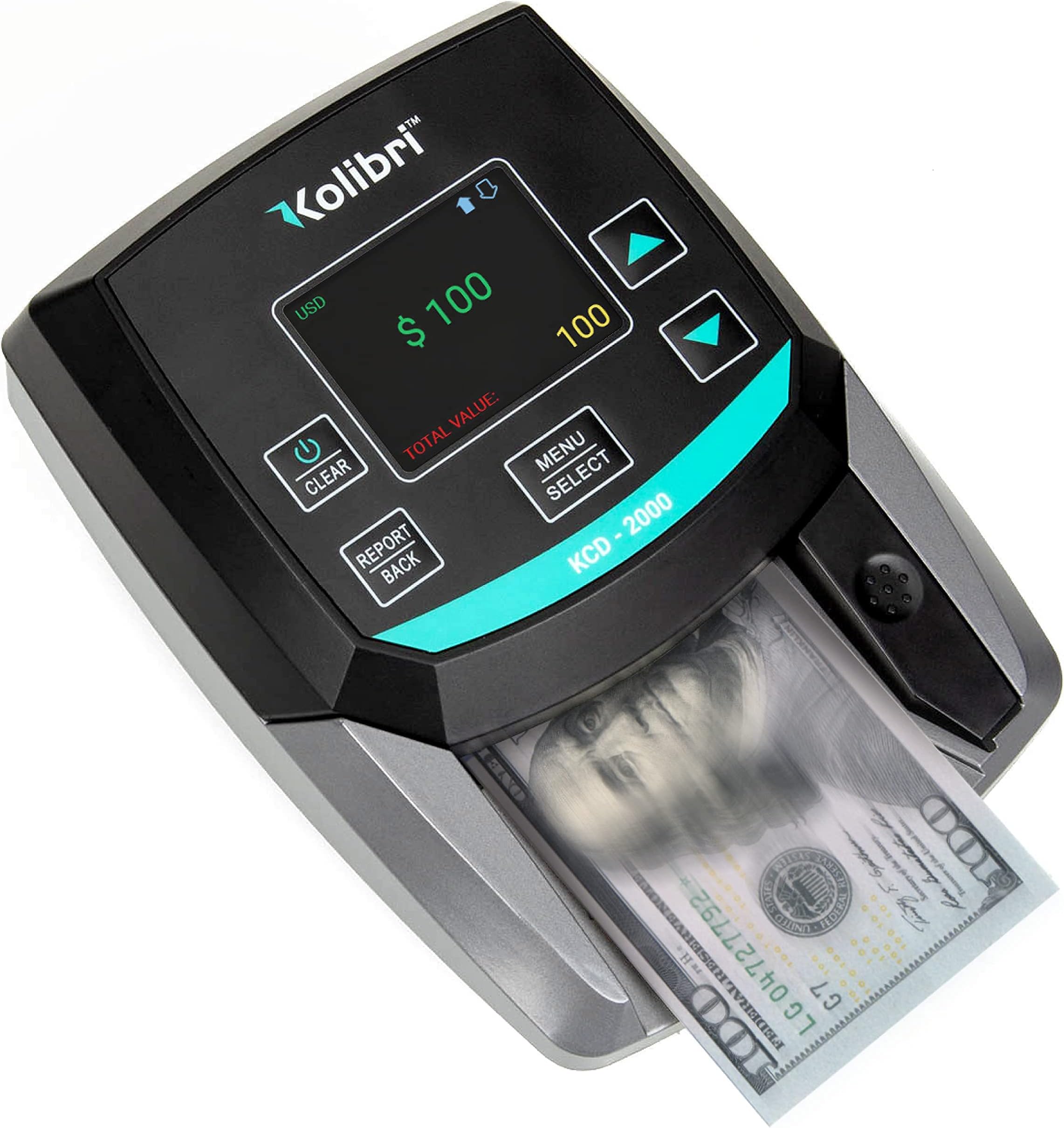 KolibriKCD-2000 Advanced Counterfeit Bill Detector | All-Orientation Counterfeit Detection Bill Counter | Money Counter by Denomination | Detect Fake Bills Fast