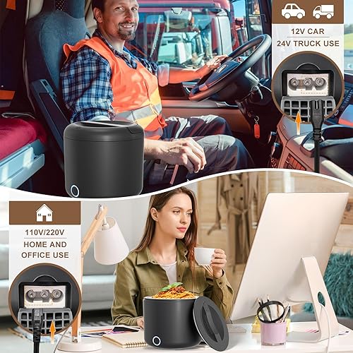 Miniatura 2 de Lonchera eléctrica para adultos, calentador de alimentos portátil de 41 onzas, 100 W, a prueba de fugas, con bolsa aislada, tenedor, cuchara para