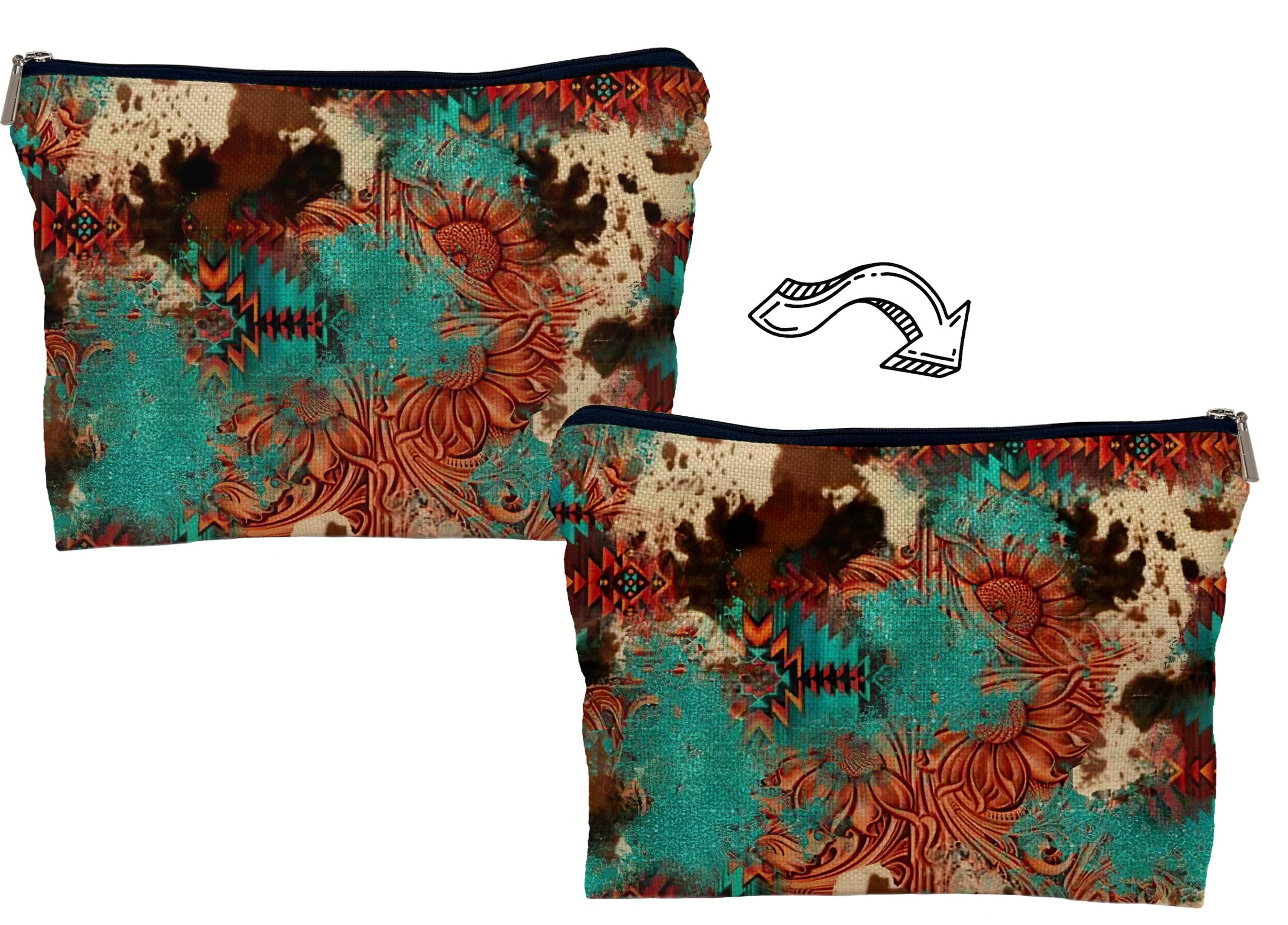 Lacosu Retro Makeup Bag - Western Cosmetic Gifts, Small Western Cosmetic Bag for Purse