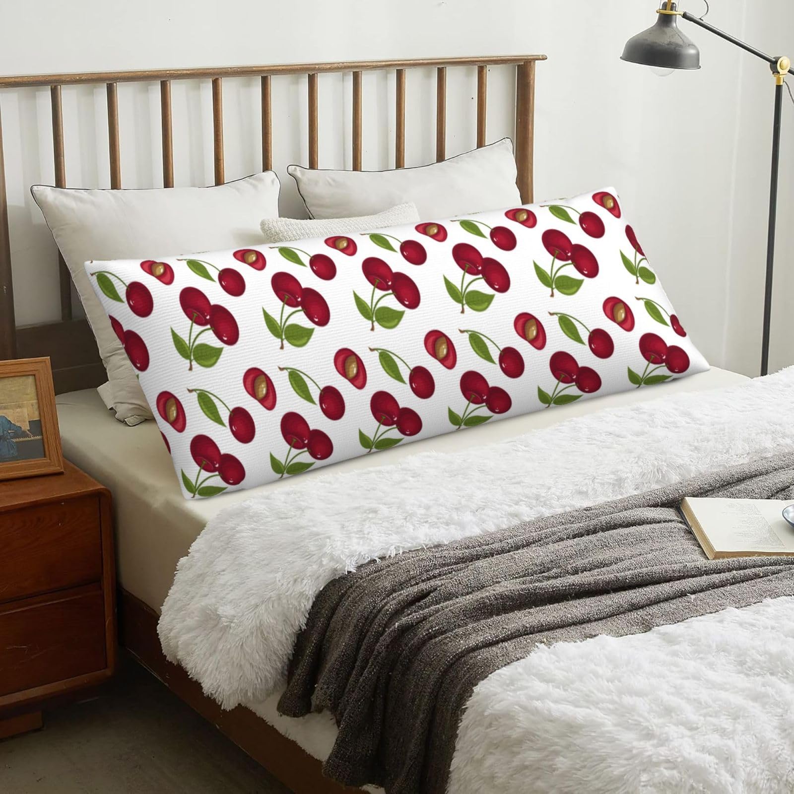 Cherry, Body Pillow Cover with Zipper,Long Body Pillowcase 20 x 60 in