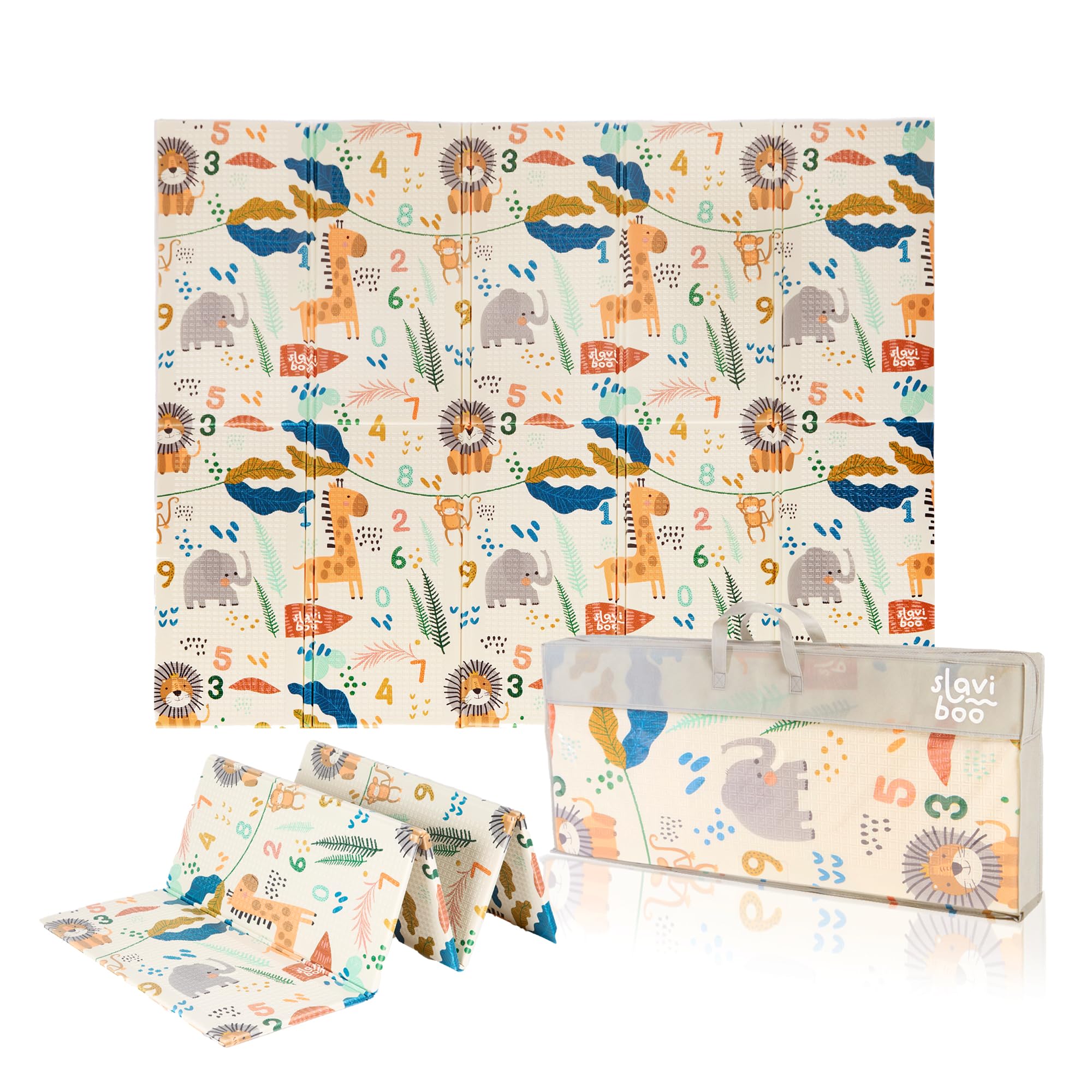 SLAVIBOO Alfombra Bebe Acolchada Plegable, 180x200x1 Reversible, Alfombra de Juegos Bebe, Alfombra Infantil, Tapete Actividades Bebe, Colchoneta Bebe Suelo, Suelo Bebes Acolchado,Alfombra Juegos Bebe