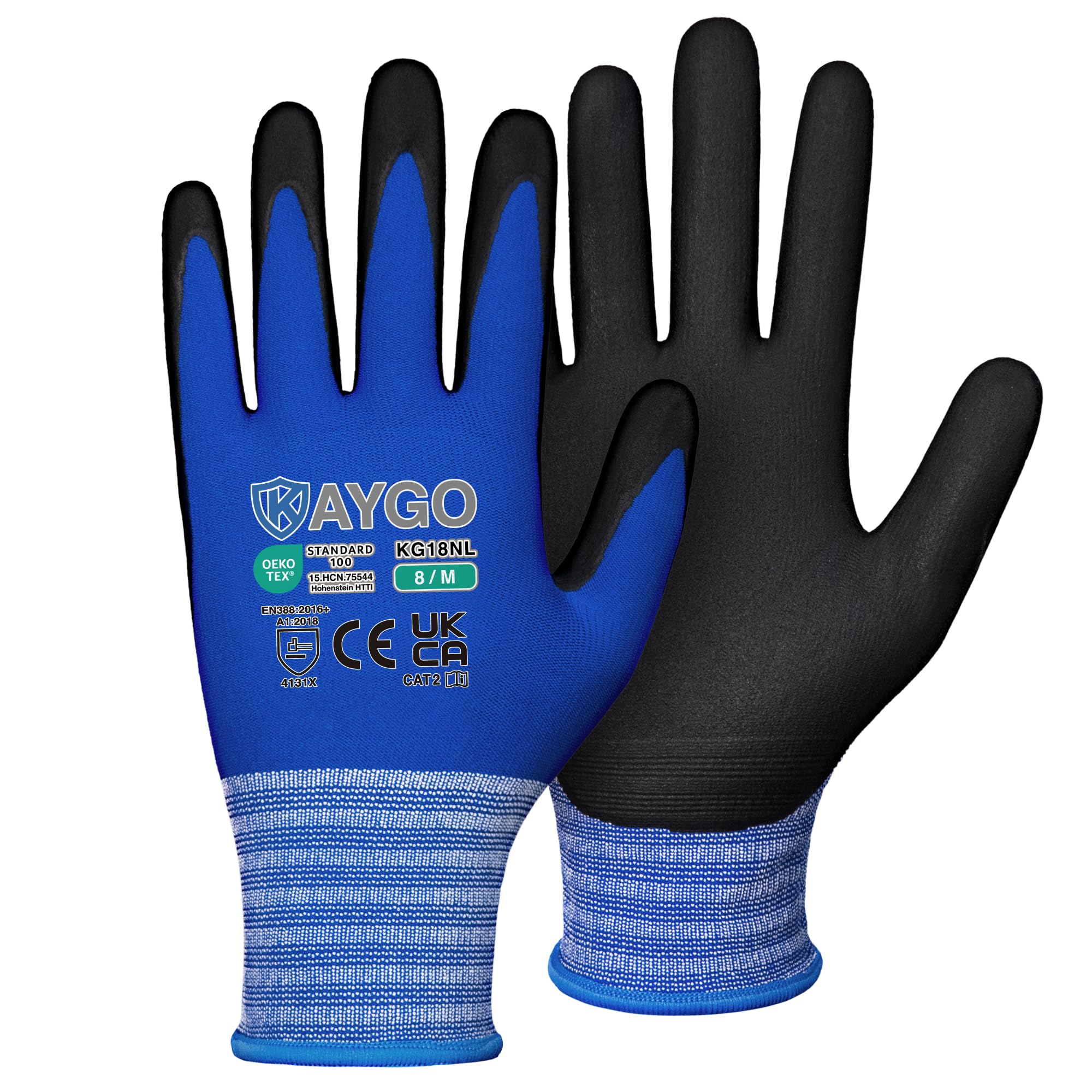 KAYGO Safety Work Gloves MicroFoam Nitrile Coated 12 works, KG18N