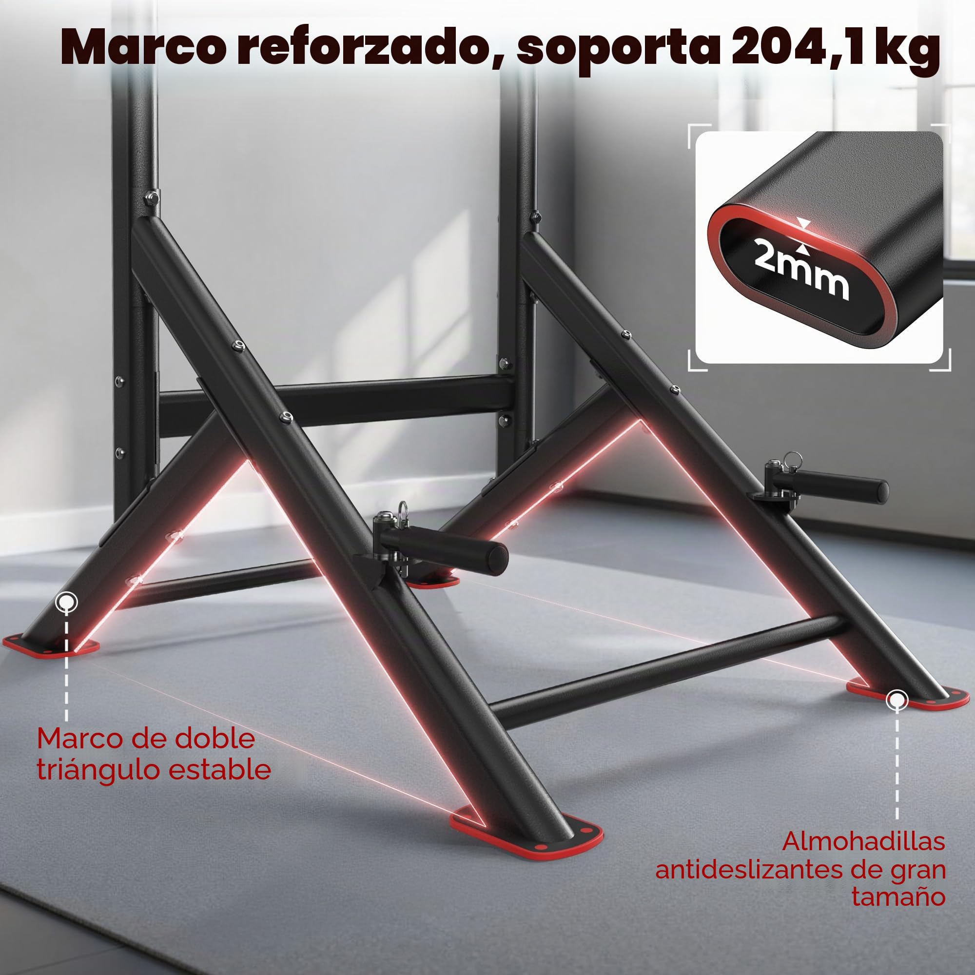 Sportsroyals Power Tower, Estación de Paralelas, Barra para Dominadas para el Equipo de Entrenamiento de Fuerza en el Gimnasio en Casa, 204 kg