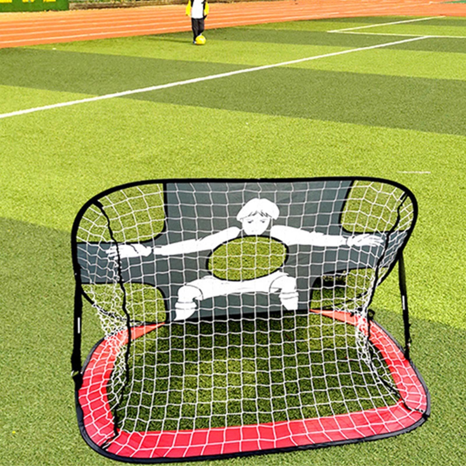 Porta da calcio per bambini, 120 x 80 x 80 cm, porta da calcio pieghevole e pieghevole, porta da calcio in tessuto Oxford impermeabile, set per esercizi da cortile, attrezzatura da tiro, controllo
