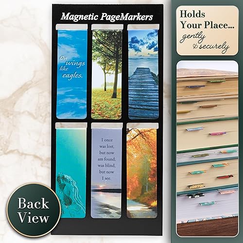 Miniatura 3 de Christian Art Gifts - Juego de 6 separadores de lectura magnéticos con versículos de la Biblia en inglés