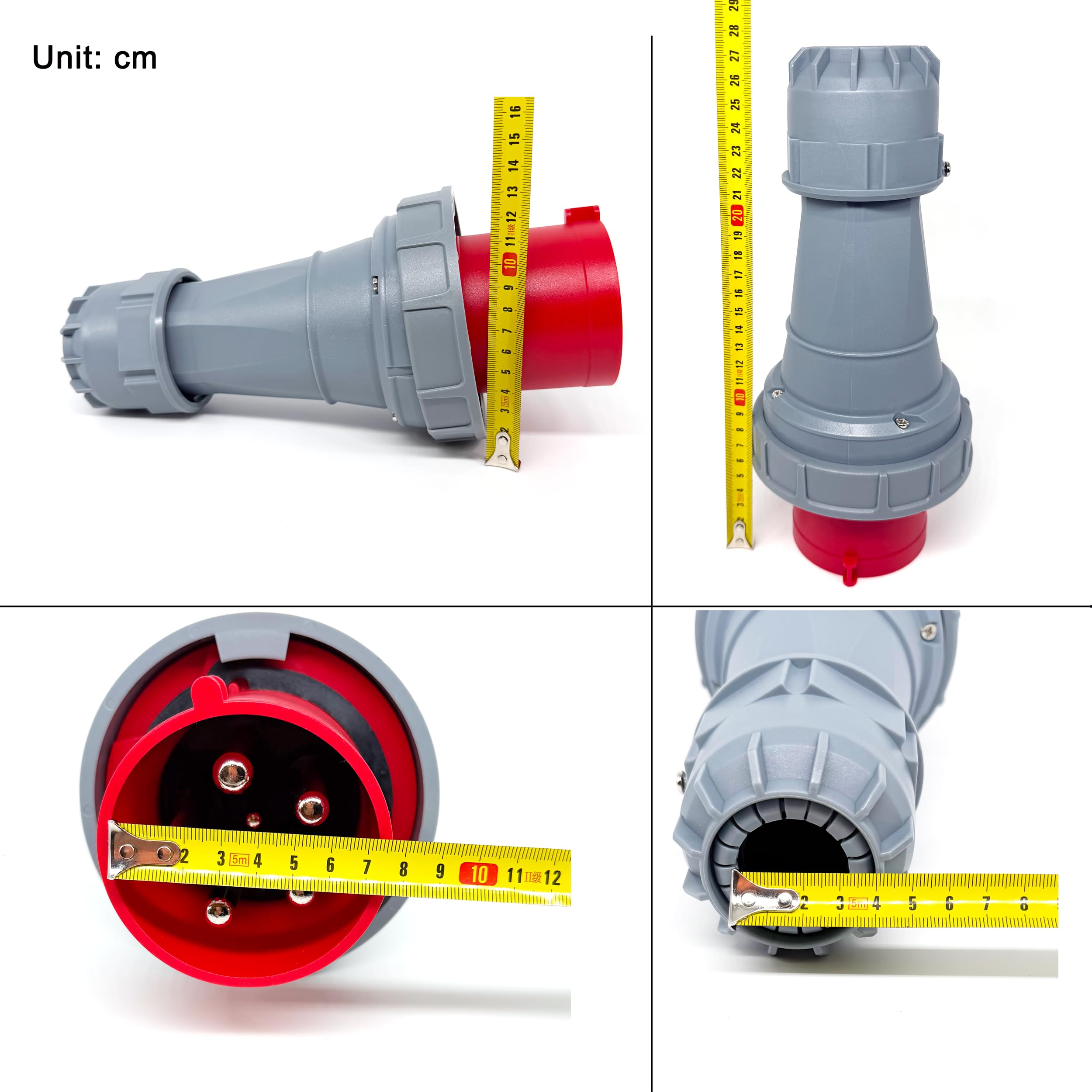 1 juego de 125 A macho de 4 pines + enchufe y enchufe empotrado, conector impermeable industrial IEC60309, 380 V-415 V 3P+E 6H IP67 conector de aviación para automatización industrial