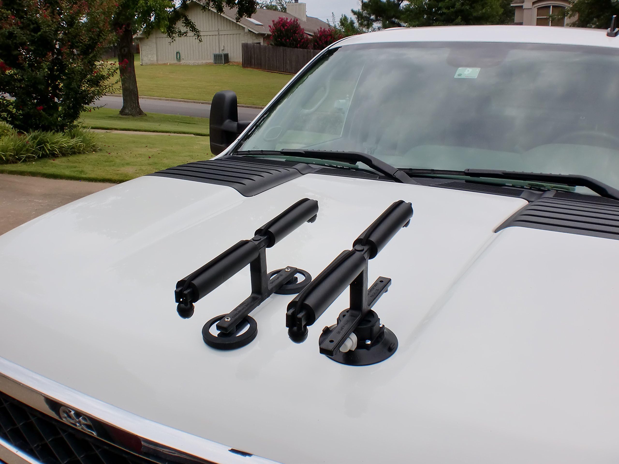 Fishing Rod Racks for Vehicles - Half Vacuum and Half Magnetic for Magnetic Metal Roof and Non Magnetic Hoods