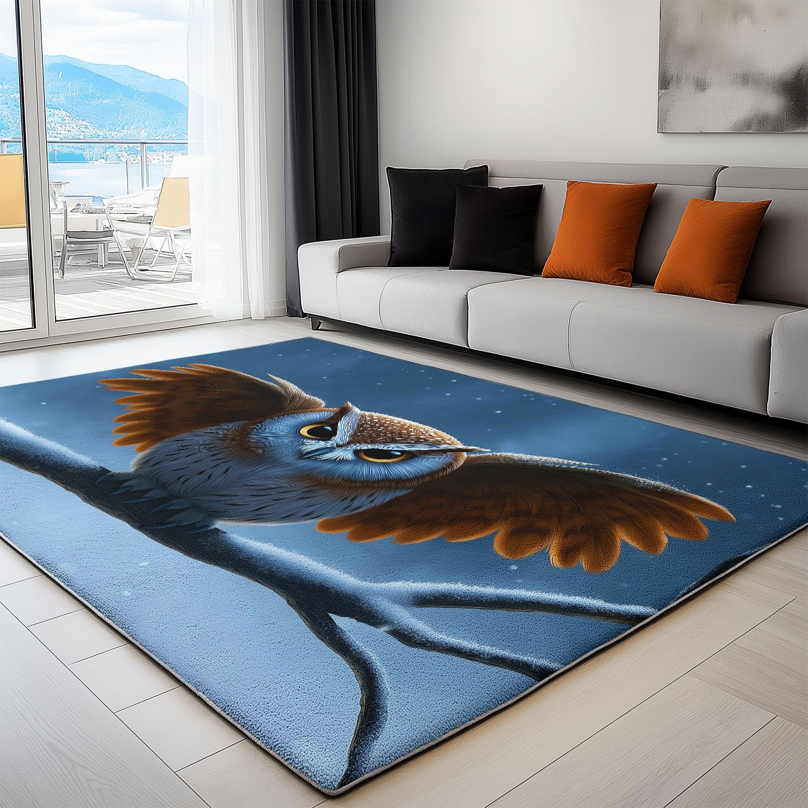 Tapis poils courts facile à nettoyer anti-glisse bleu 80x150 cm