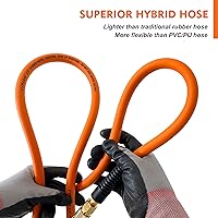 Vista 5 de Manguera de látigo para compresor de aire de 3/8 pulgadas x 6 pies con entrada en manguera híbrida con accesorios, flexible y resistente a