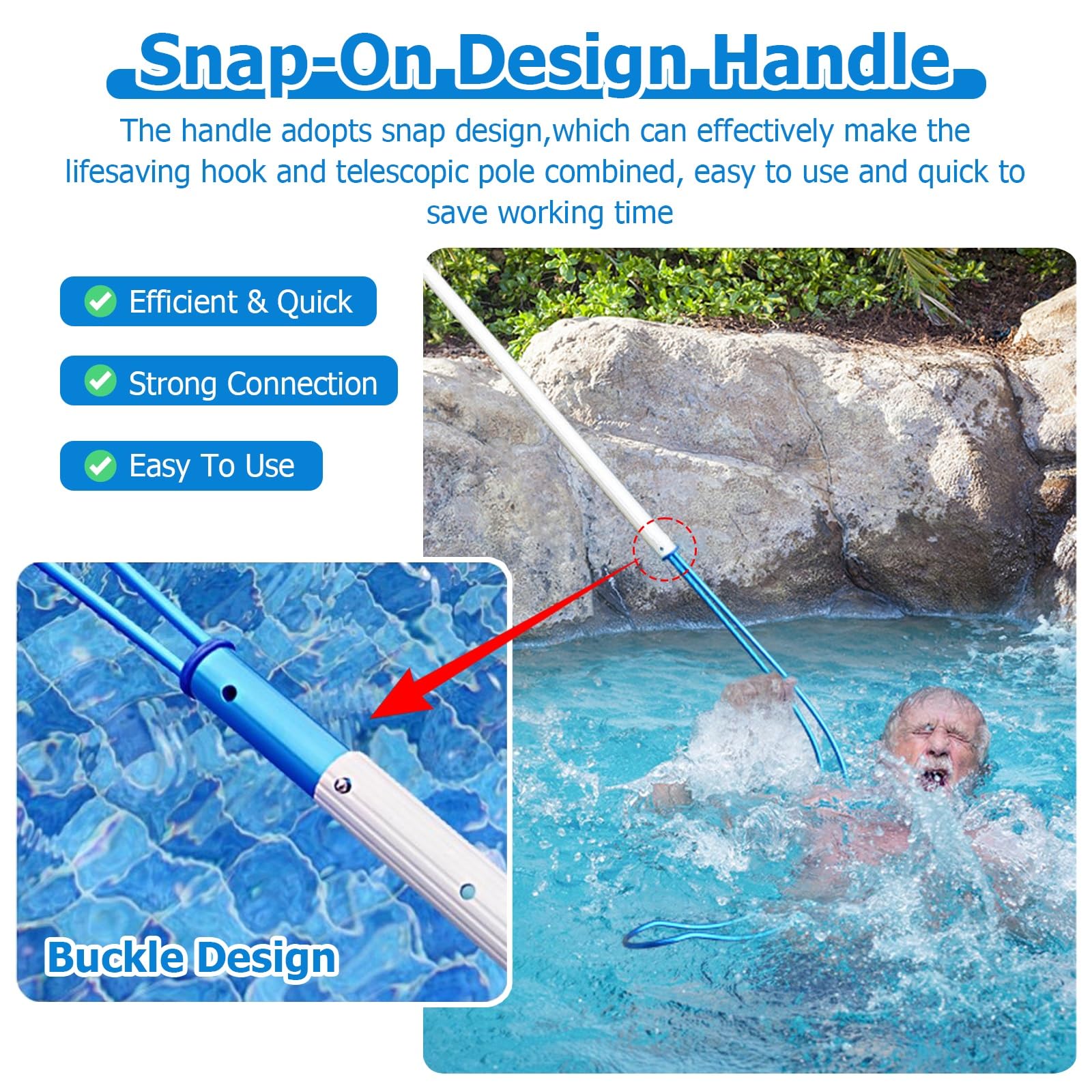 Crochet de Sécurité Secours pour Piscine Perche Télescopique En Aluminium Pour Piscine, Perche De Sauvetage Bleue 3 M, 5 M, 7 M, Extérieur/Intérieur Crochets De Sécurité Pour Sauvetage En Cas De Noyad