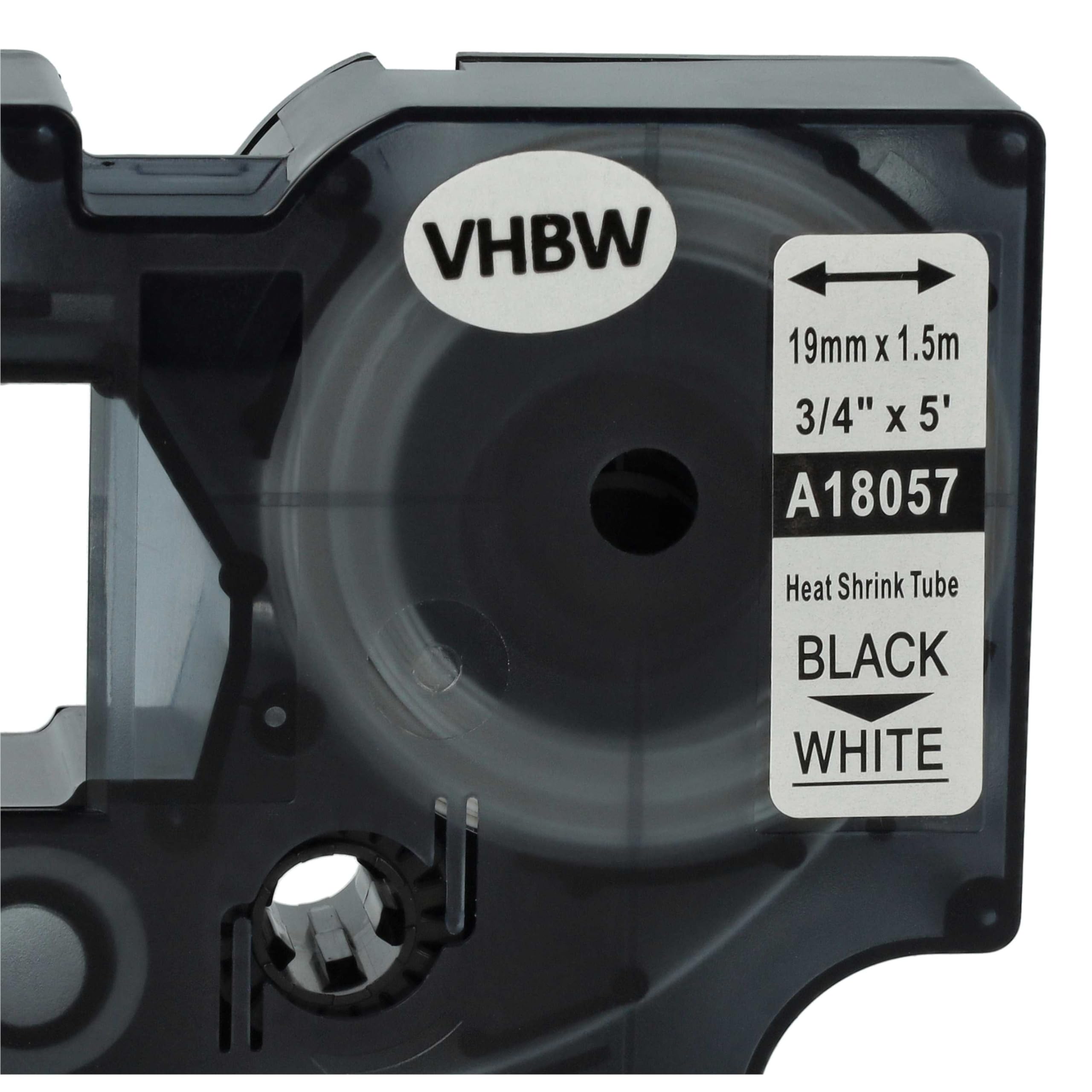 vhbw 5x Cassetta nastro sostituisce Dymo 18057 per etichettatrice nero su bianco, cassetta di tubi termoretrattili, 19 mm