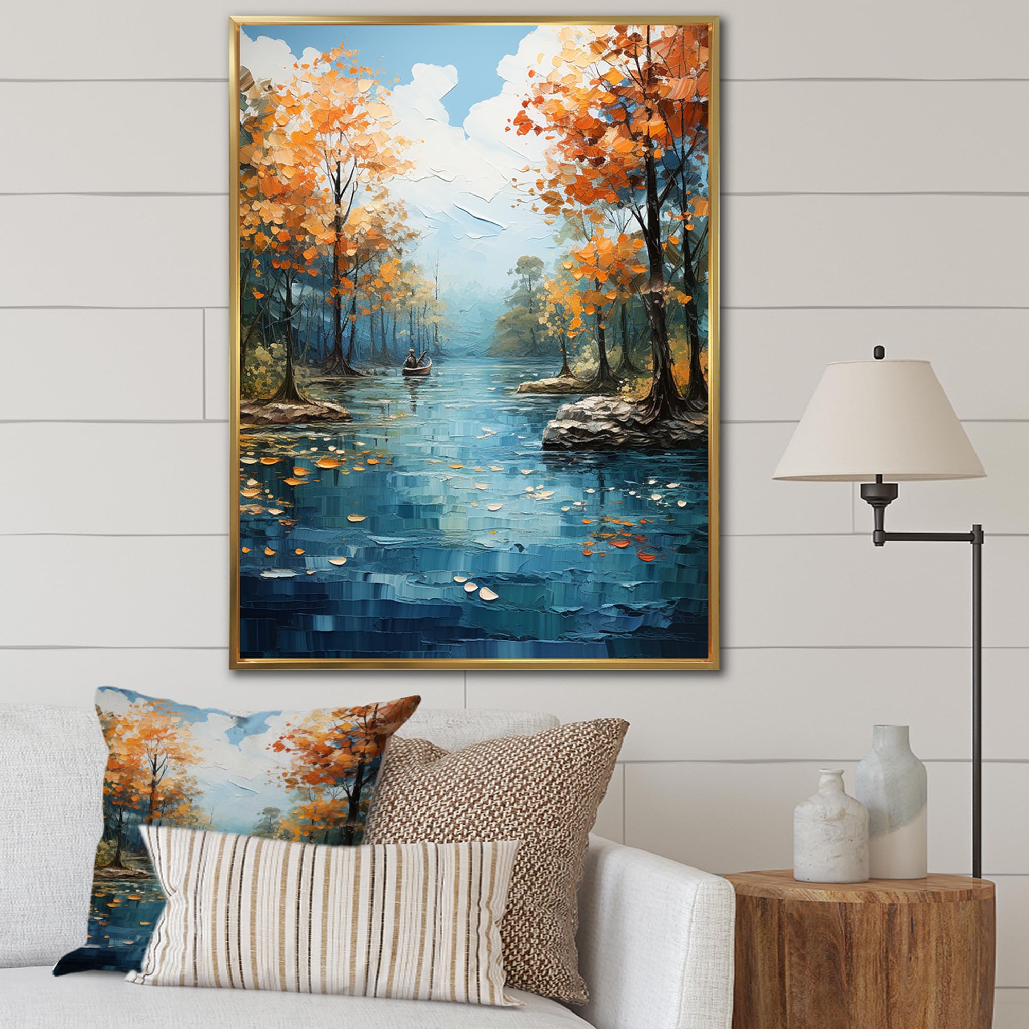 Amazon.com: DesignQ Lake Gold Framed Wall art decor, Lake Wall Art