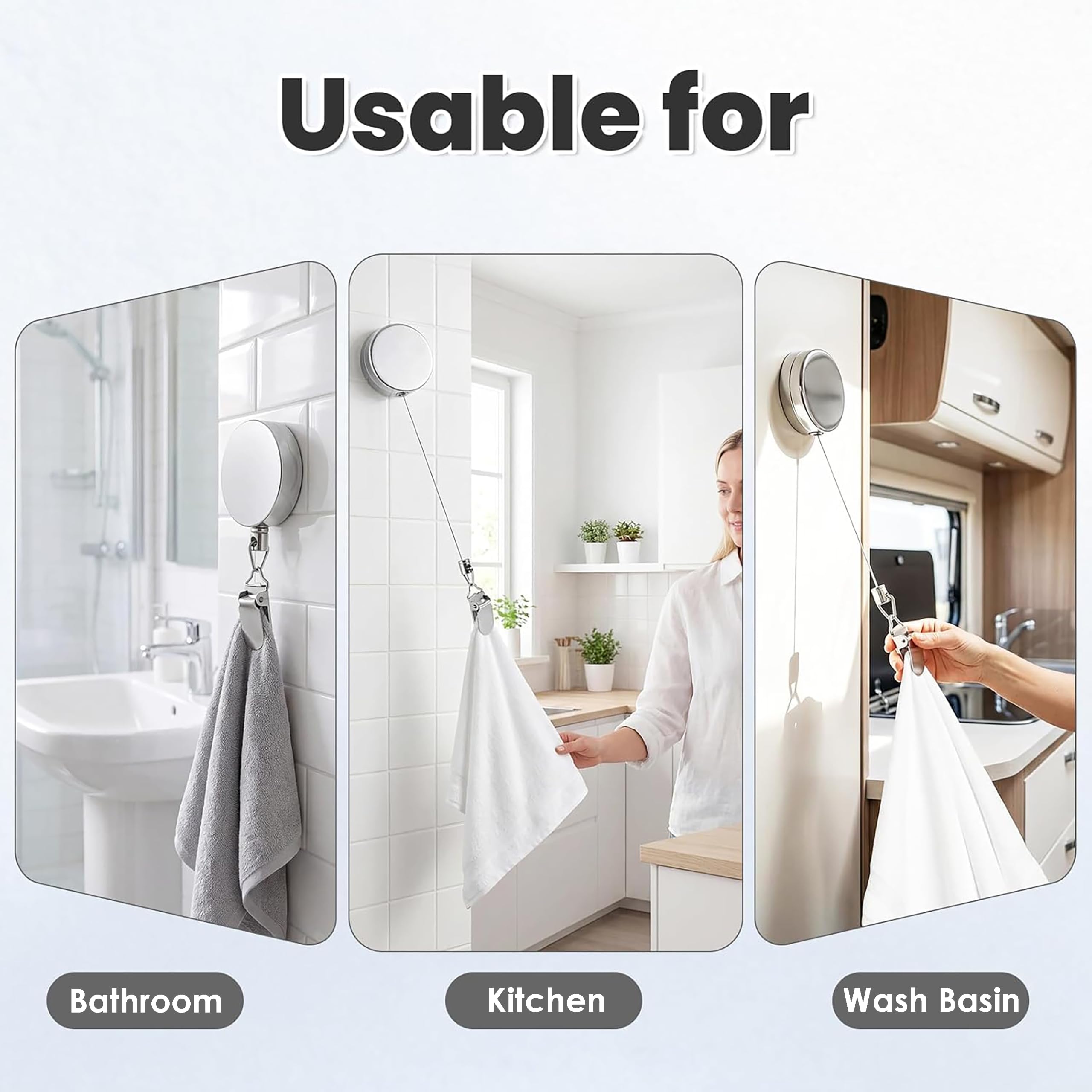 Retractable Towel Holder - No Drill! -5 Retractable Towel Holder - No Drill! -5
