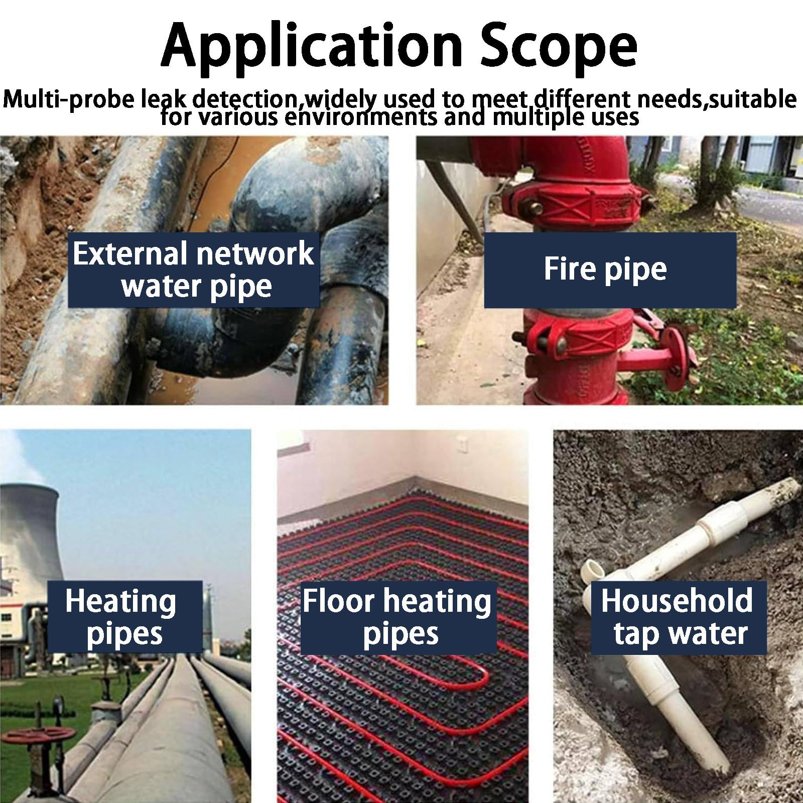 Detector de Fugas con Interruptor de Reducción de Ruido, Sensor Inteligente de Fugas de Agua con Varilla de Escucha, para Detección de Fugas de Agua en Tuberías de Construcción