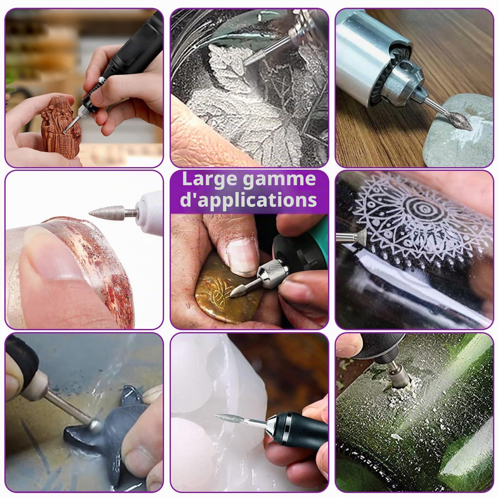 22 Fraises Diamantée Grain 120 + 10 Disque Diamant Compatibles avec Dremel, avec Coffret de Rangement Bleu, Tige de 3mm Pour le Verre, Les Pierres Précieuses, Jade, Le Polissage des Détails, Gravure