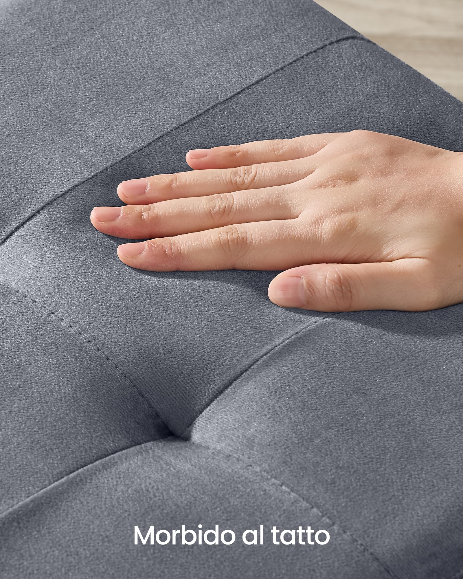 SONGMICS Pouf Contenitore, Cassapanca Pieghevole, 38 x 38 x 40 cm, Sgabello Poggiapiedi, 37 L, Superficie in Velluto, per Camera da Letto Soggiorno, Grigio Ardesia LSF0516G01