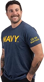 Navy Chest Print & U.S. Military Sleeve Flag Shirt - Naval Veteran Sailor T-Shirt for Men