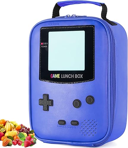 Boys Lunch Box,Gamer Lunch Box for Boys Kids,Leather Insulated Lunch Bag for Kids,School Thermal Meal Cooler Lunch Boxes for Boy Kid