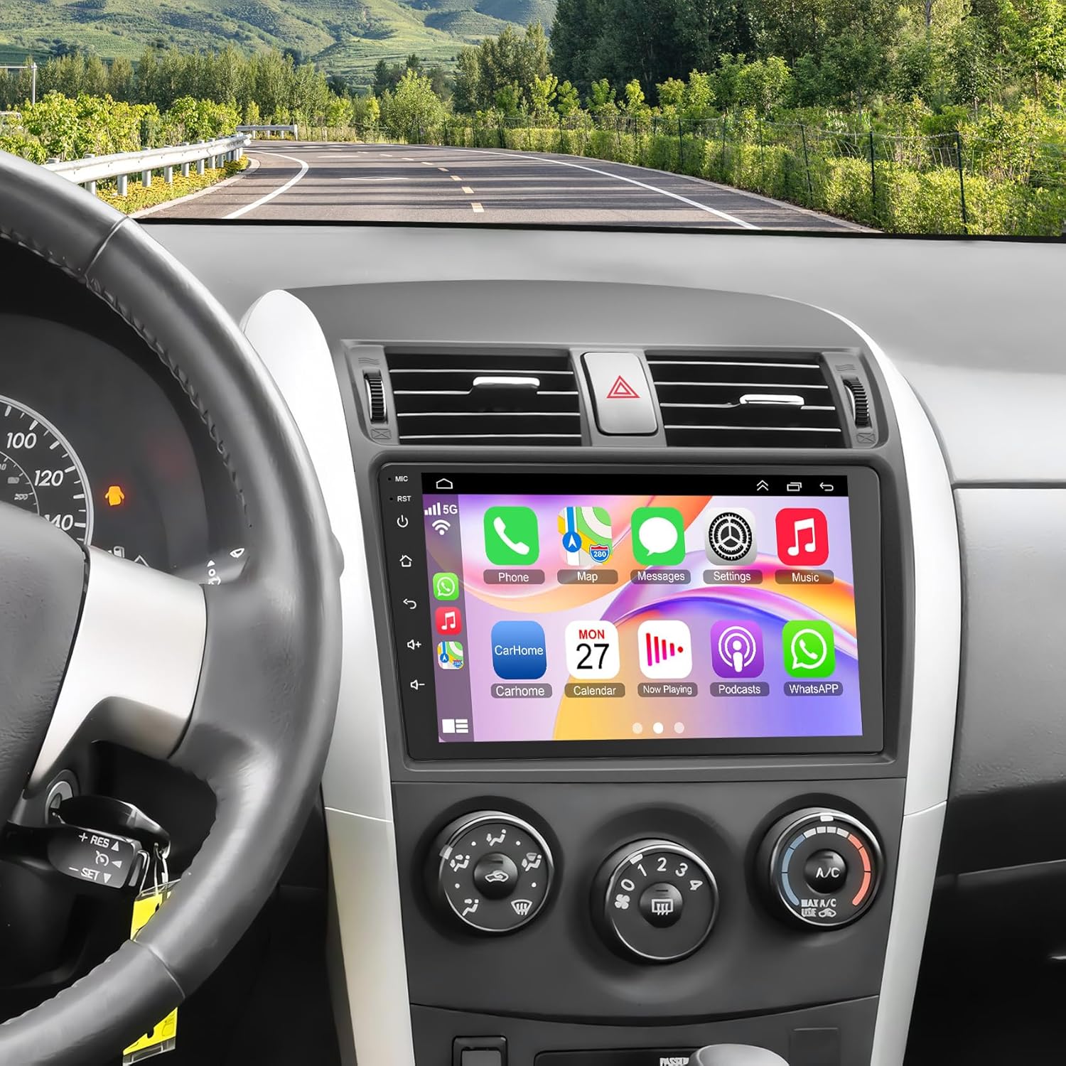 【4+64G】Android Carplay Stereo for Toyota Corolla 2009-2013, 7 Inch Touchscreen Corolla Radio Built-in Wireless CarPlay&Android Auto/GPS Navigation/Bluetooth5.2/Voice Control/FM Radio/Backup Camera/SWC
