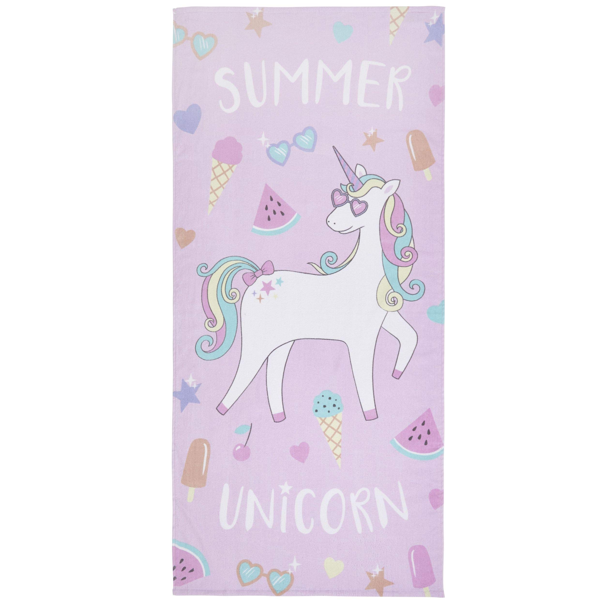 Catherine Lansfield (Summer Unicorn) Beach Towel 100% Summer Holiday Accessory 160 X 76Cm