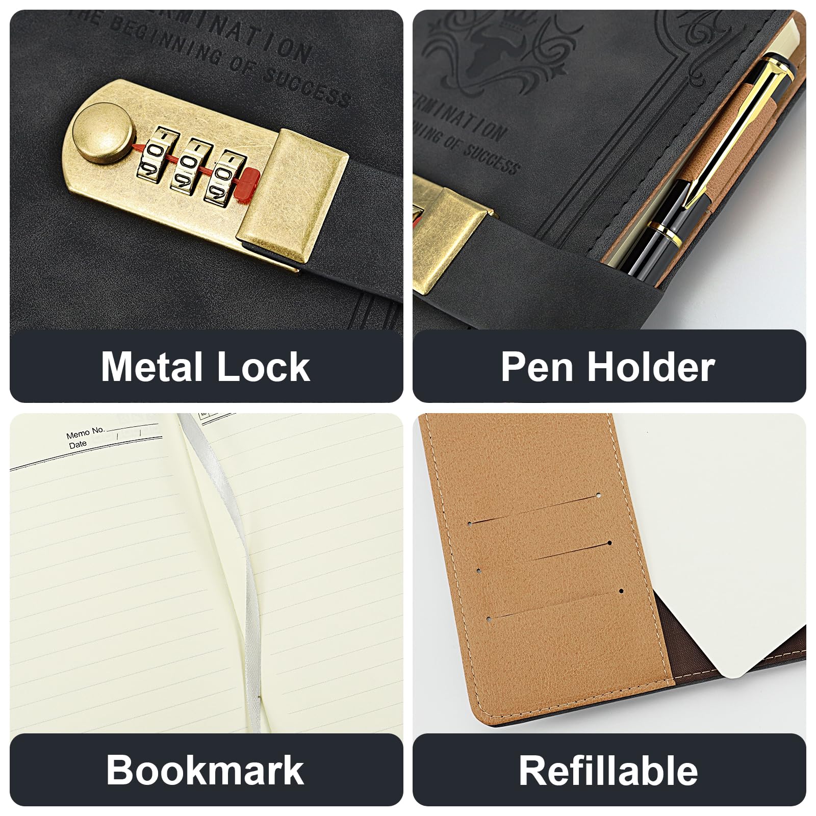 Journal Intime Avec Cadenas - Carnet A5 Avec Stylo, Housse En Cuir