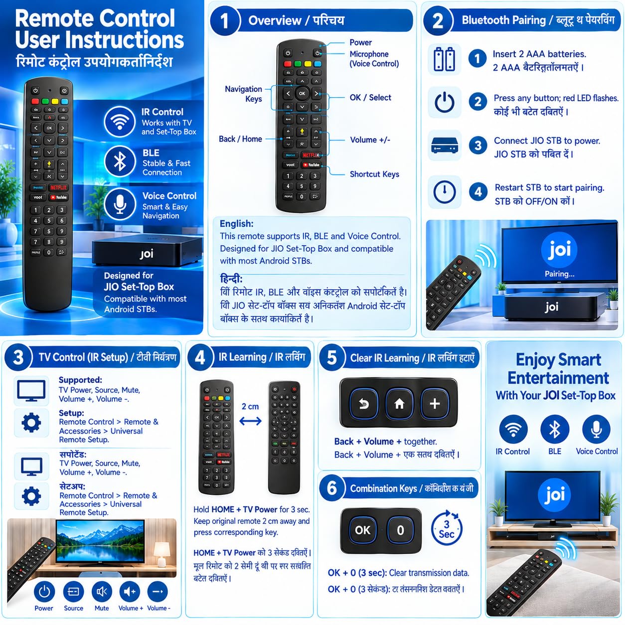 Compatible Replacement Joi Fiber Setup Box Remote Control with Smart Shortcut Key - Voice Function — Amazon image 6