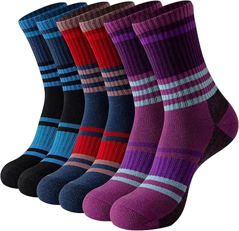 BONANGEL Calcetines Senderismo Mujer de Lana Merino Cálidos Calcetines Grosos de Invierno Térmicos Transpirables para Trekking, Deporte, Exterior 3 Pares