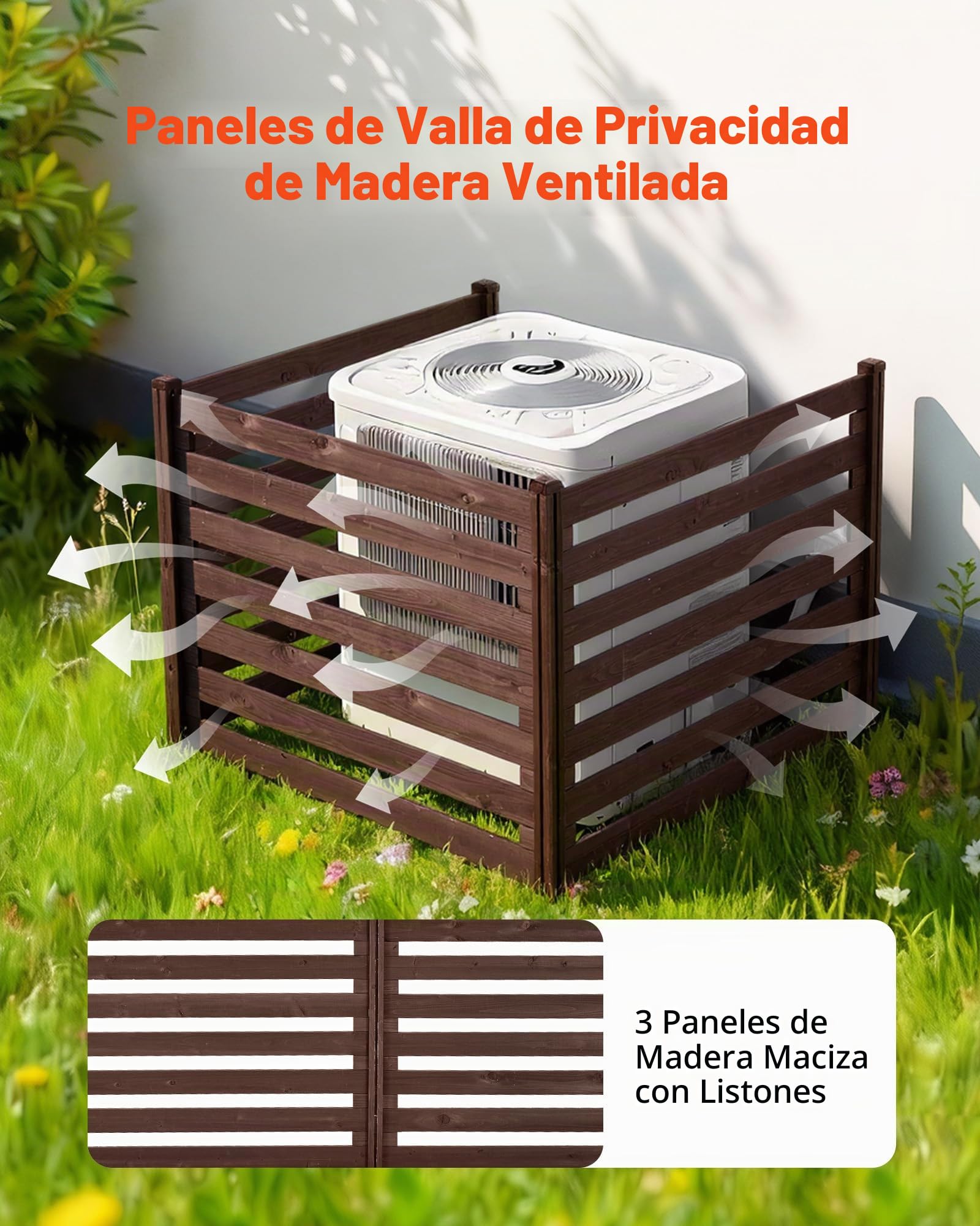 VEVOR Vallas de Madera 1230 x 945 mm, Pantalla de Privacidad Exterior con 3 Paneles, Espaciado para Ventilación, Resistente al Clima, para Jardín Mascotas, Ocultar AC Cubos de Basura Equipo de Piscina