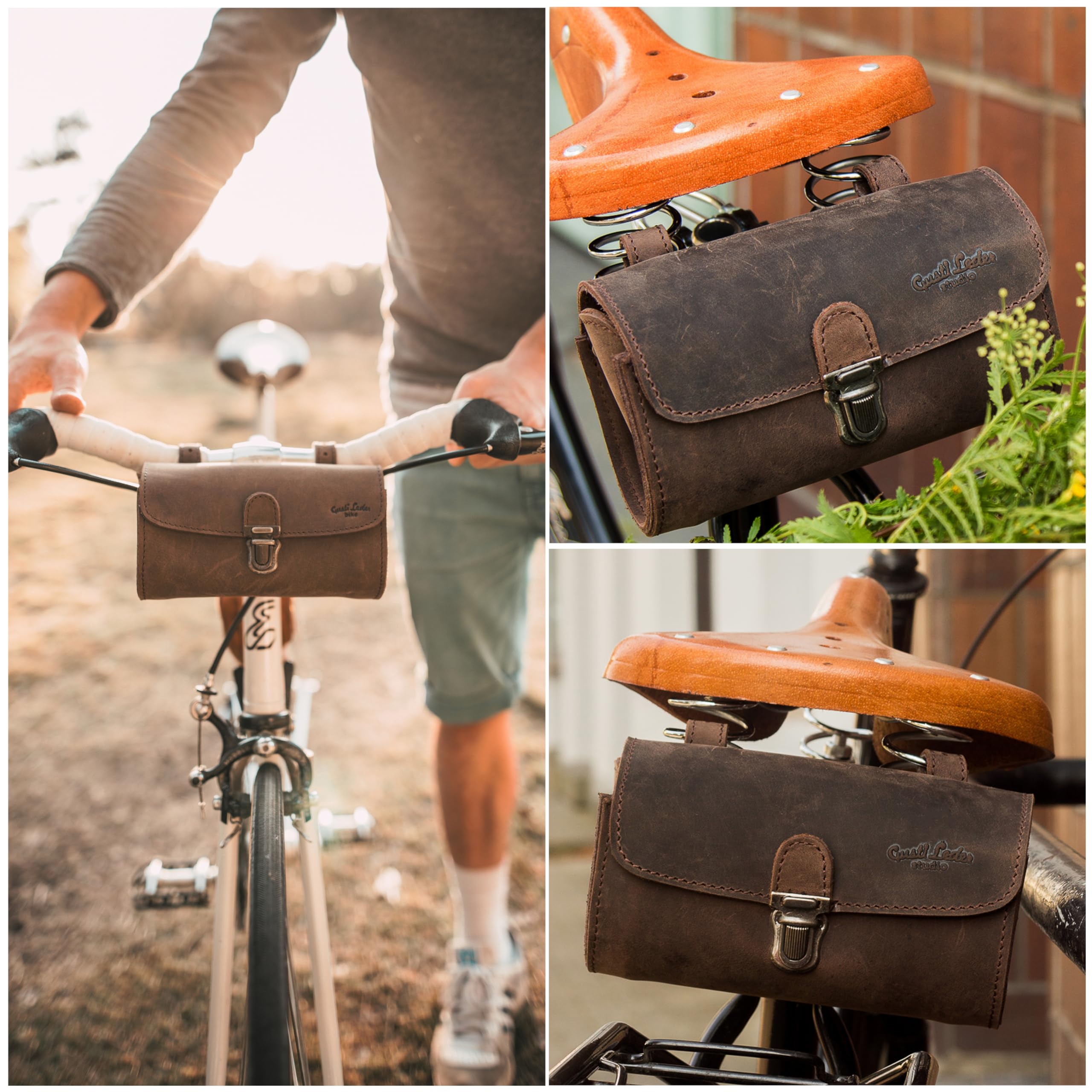 Gusti Sacoche Cuir Homme - Wolfgang L. Accessoires Velo Outils Trousse Cuir Trousse a Outils Sacoche Selle Velo (Noyer)