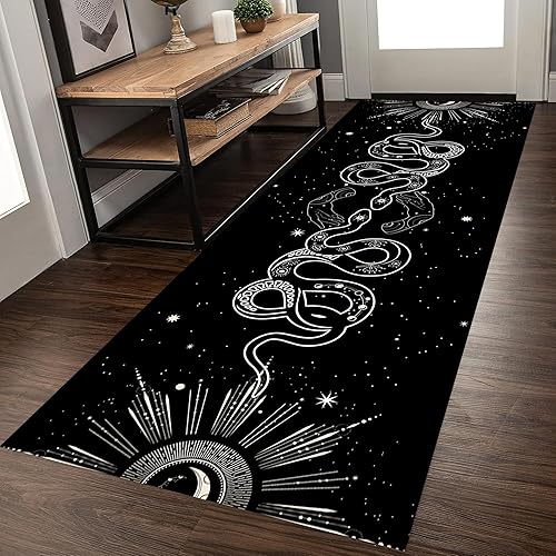 Miniatura 8 de Alfombra de esqueleto de cráneo de 1.3 x 7 pies, diseño gótico de esqueleto de terror Cyberpunk colores brillantes y brillantes, ultrafina,