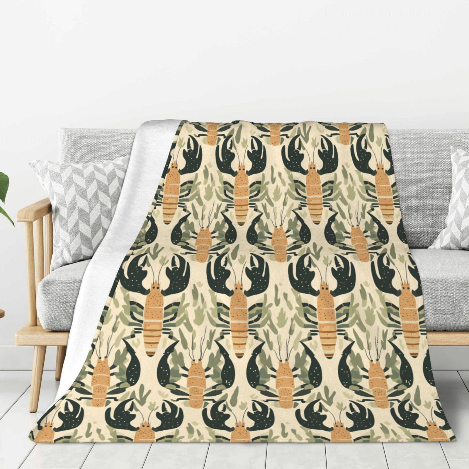 Couverture lit flanelle douce imprimé homard confortable toutes saisons
