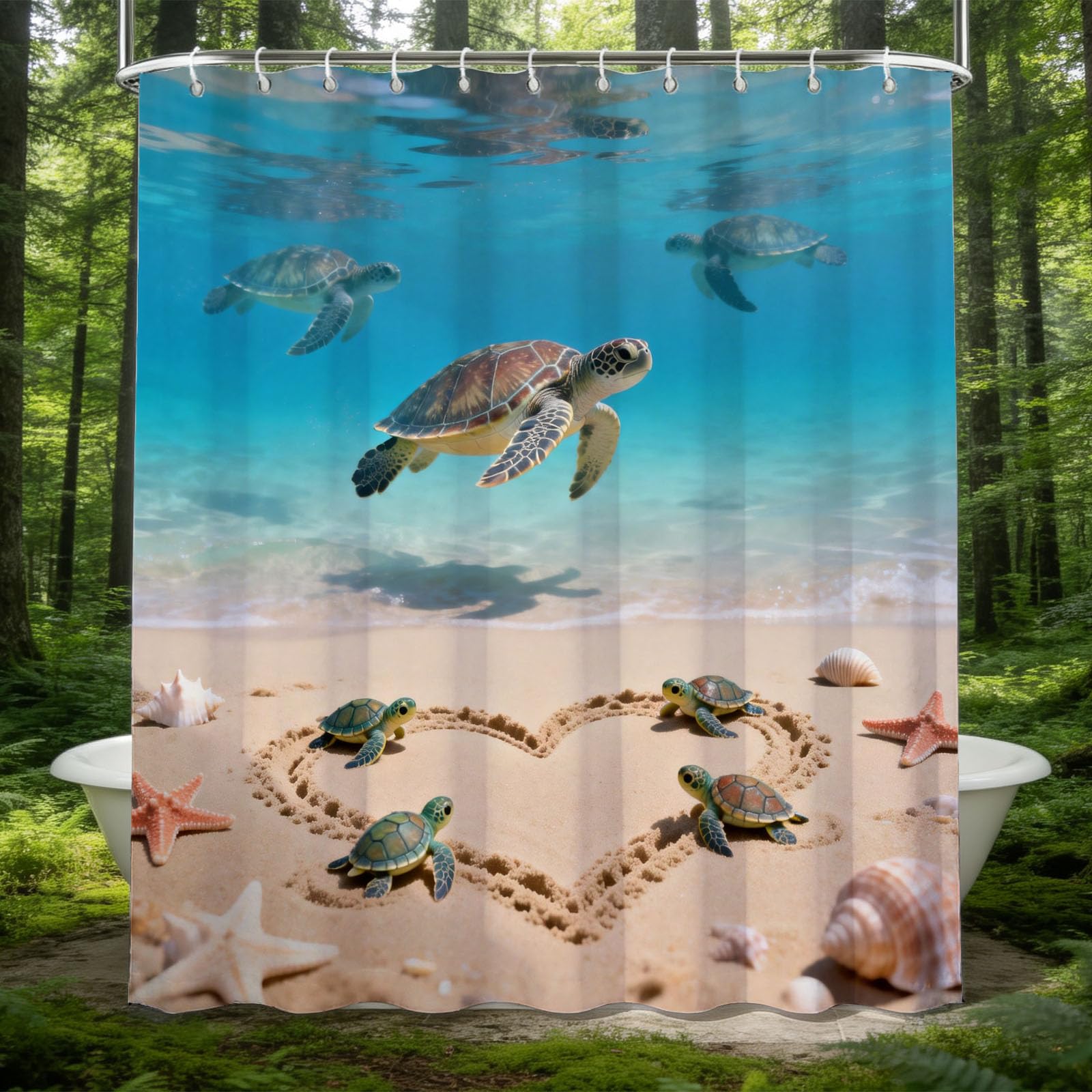 Rideau de douche 180x180 tissu imperméable imprimé 3D avec anneaux