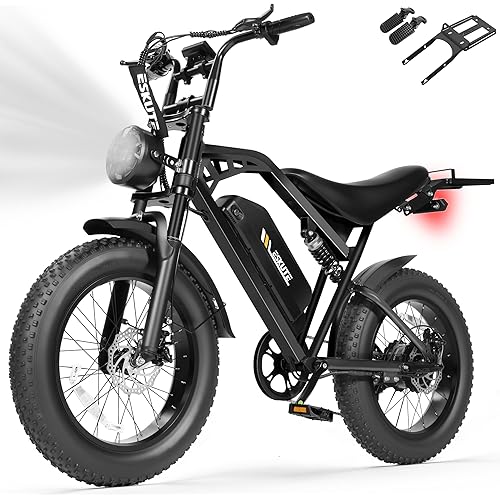 ESKUTE V200 Electric Dirt Bike for Adults,52V20.8Ah Battery,20" x4.0 Fat Tire,32MPH,NFC Unlock Color Display,7-Speed Dual Suspension,Dirt E-Bike,80 Miles, Streamlined Frame, E-Bike for Youth & Adults