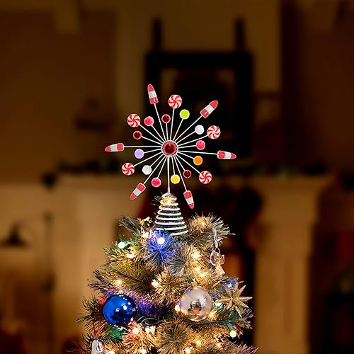 Miniatura 3 de Ornativity Decoración de árbol de copo de nieve de caramelo, gotas de goma de caramelo de menta, copos de nieve de maíz de caramelo, decoración de