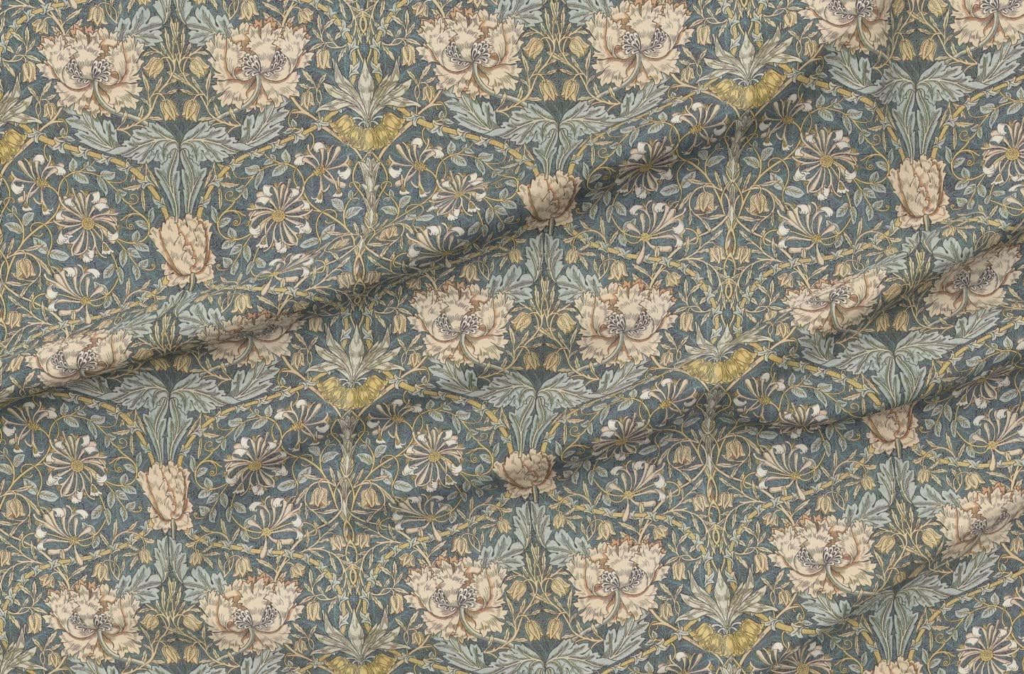 Spoonflower Fabric - Floral Damask Victorian Vintage Style Edwardian Arts and Crafts Gray Printed on Petal Signature Cotton Fabric Fat Quarter - Sewing Quilting Apparel Crafts Decor