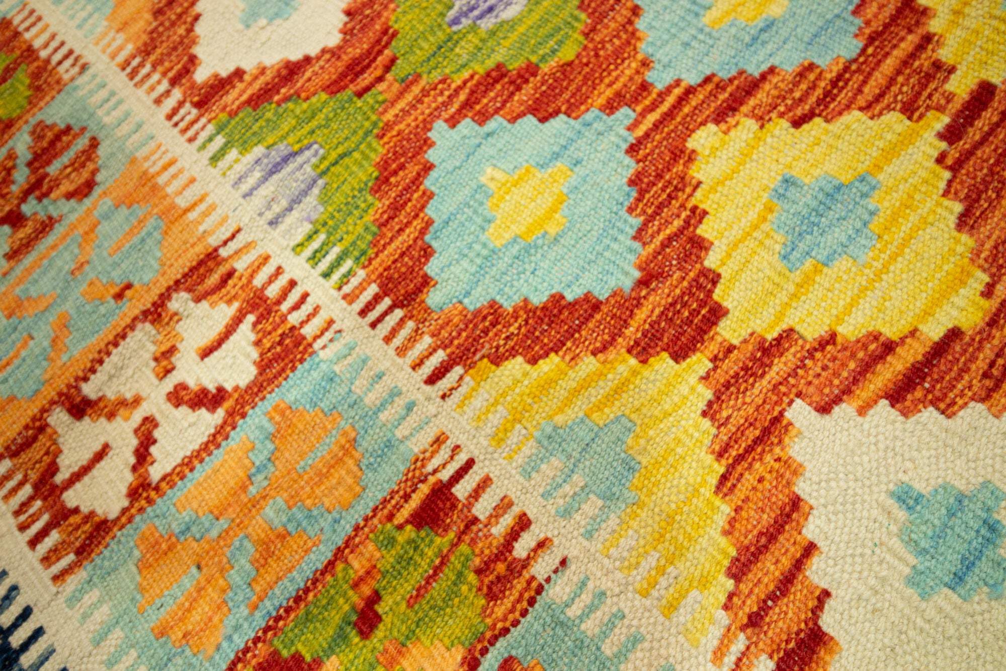 Kilim Tapis 100 % laine 118 x 80 cm, fait à la main, pièce unique de style Herat Boho multicolore, tissage plat, tapis d'entrée et chambre