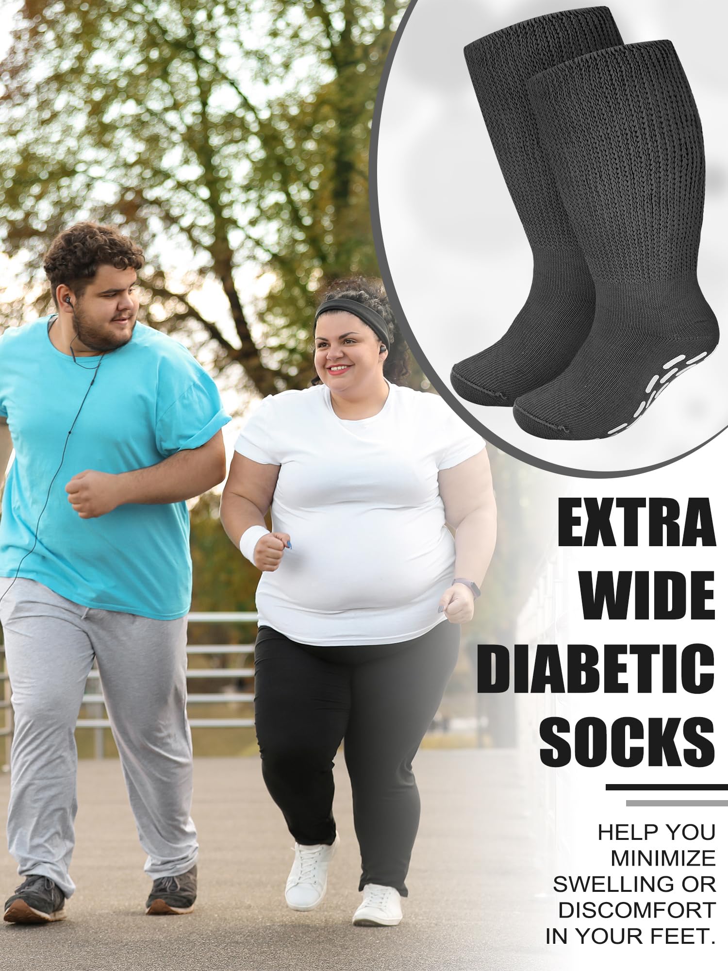 8 paia di calzini non vincolanti per diabetici, per uomini e donne, calzini gonfi, in cotone e poliestere, vestibilità larga