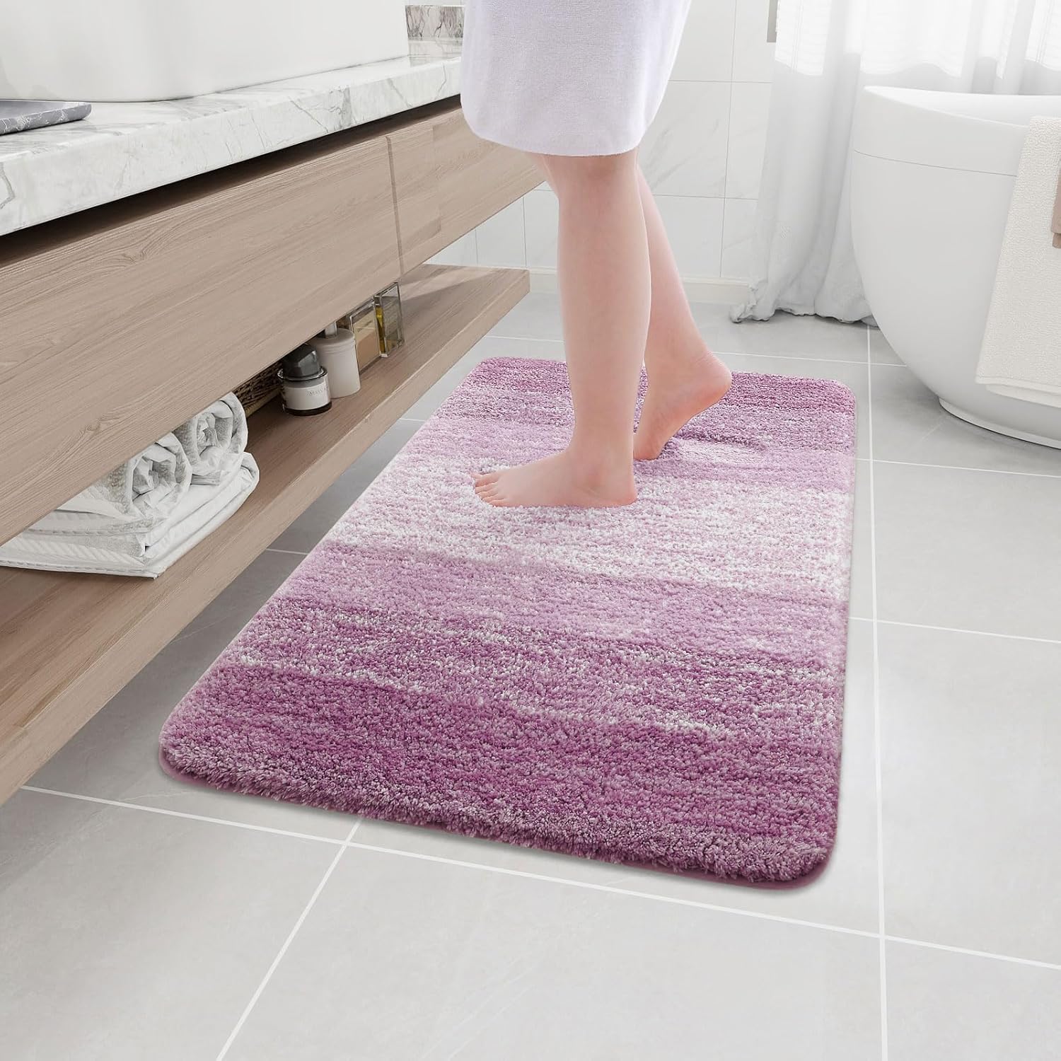 Amazon.com: Arotive Microfiber Bathroom Rugs, Shaggy Soft and Absorbent ...