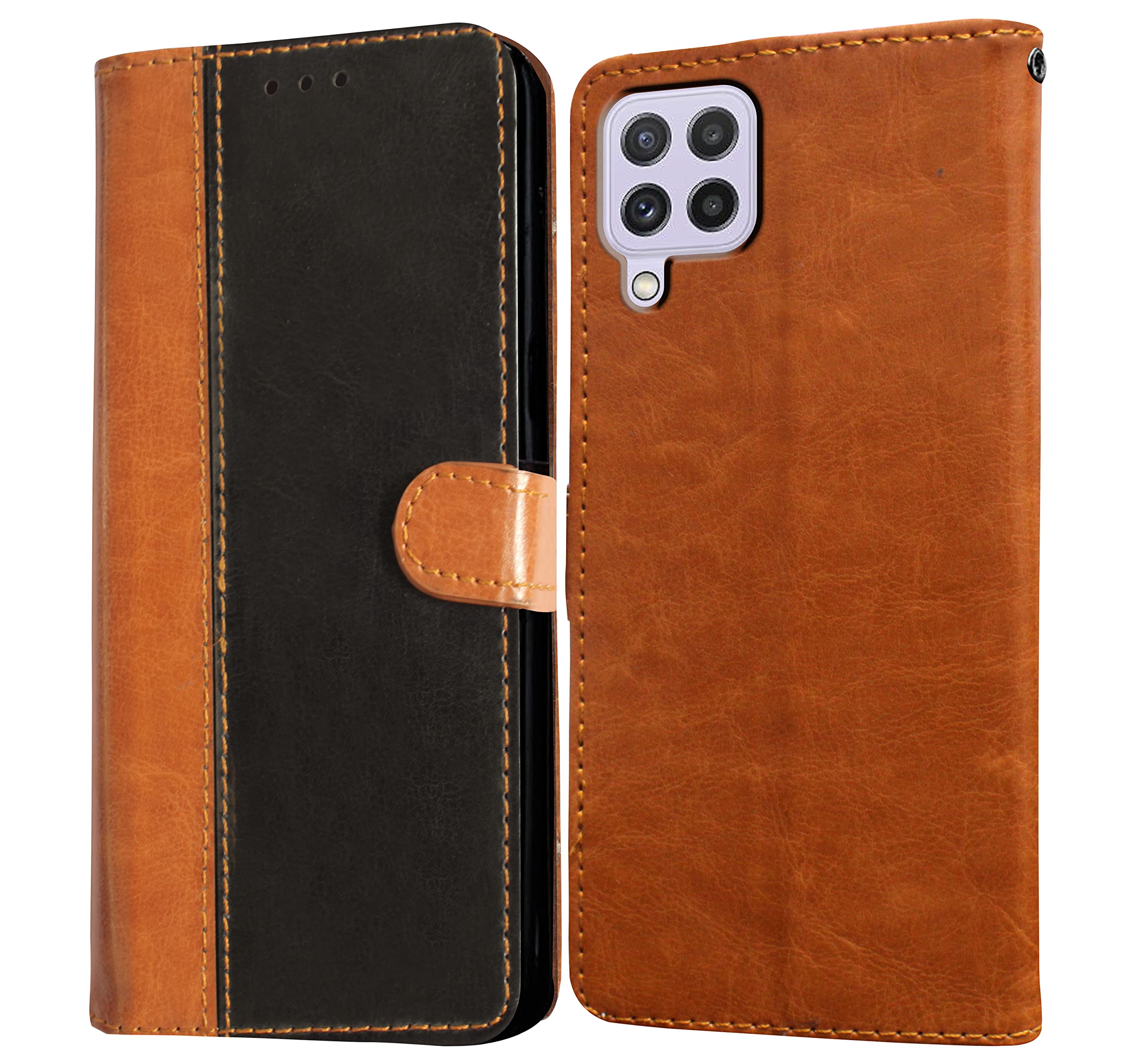 Amazon Brand- Solimo Flip for Samsung Galaxy A22 F22 4G (Leather_CamelBlack) (B0BHV56NPC) Amazon Price History, Amazon Price Tracker