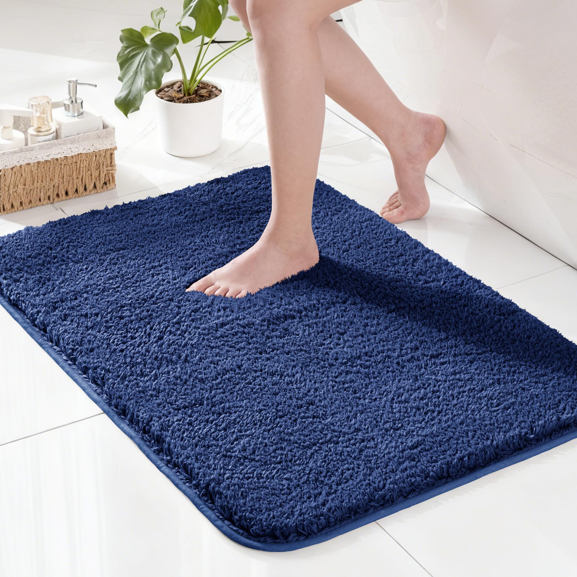 Exclusivo Mezcla Bathroom Rugs Mat 17x24 Extra Soft Non Slip Absorbent Water Microfiber Bath Rugs Machine Washable Quick